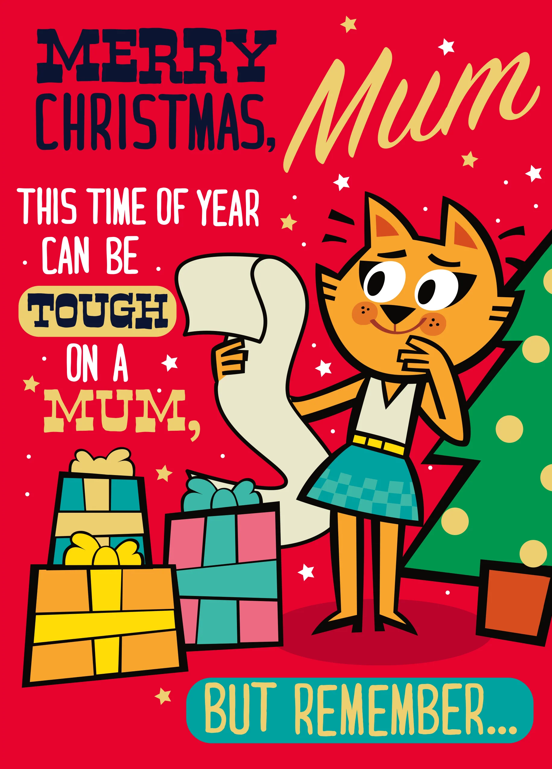 Personalised Cat List For Mum Christmas Card