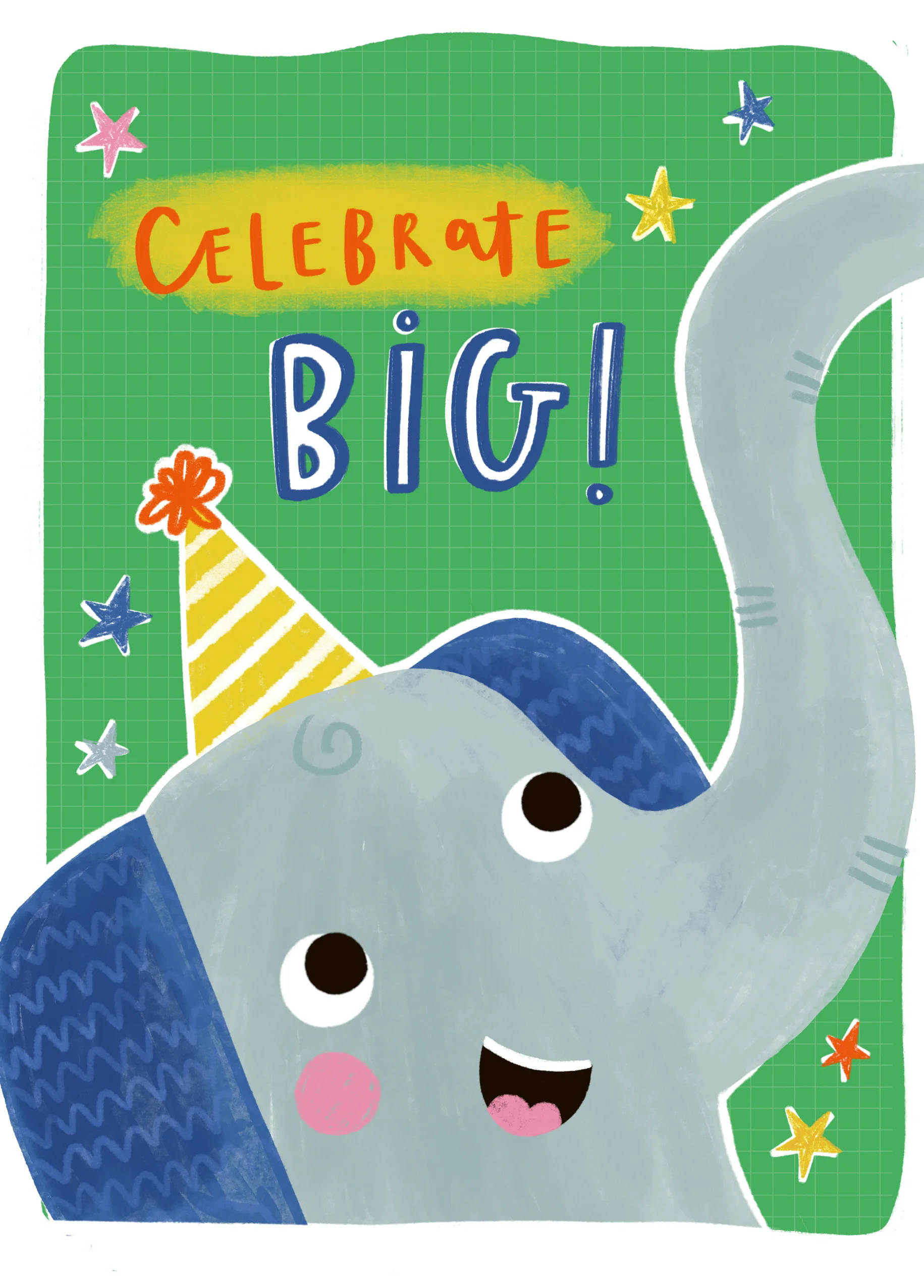 Personalised Celebrate Big Elephant Kids Birthday Card