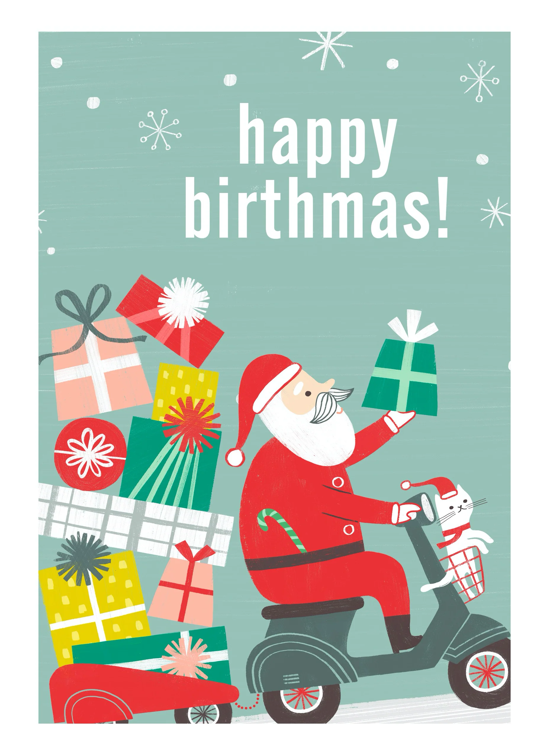 Personalised Celebrate Birthmas Santa Birthday Card