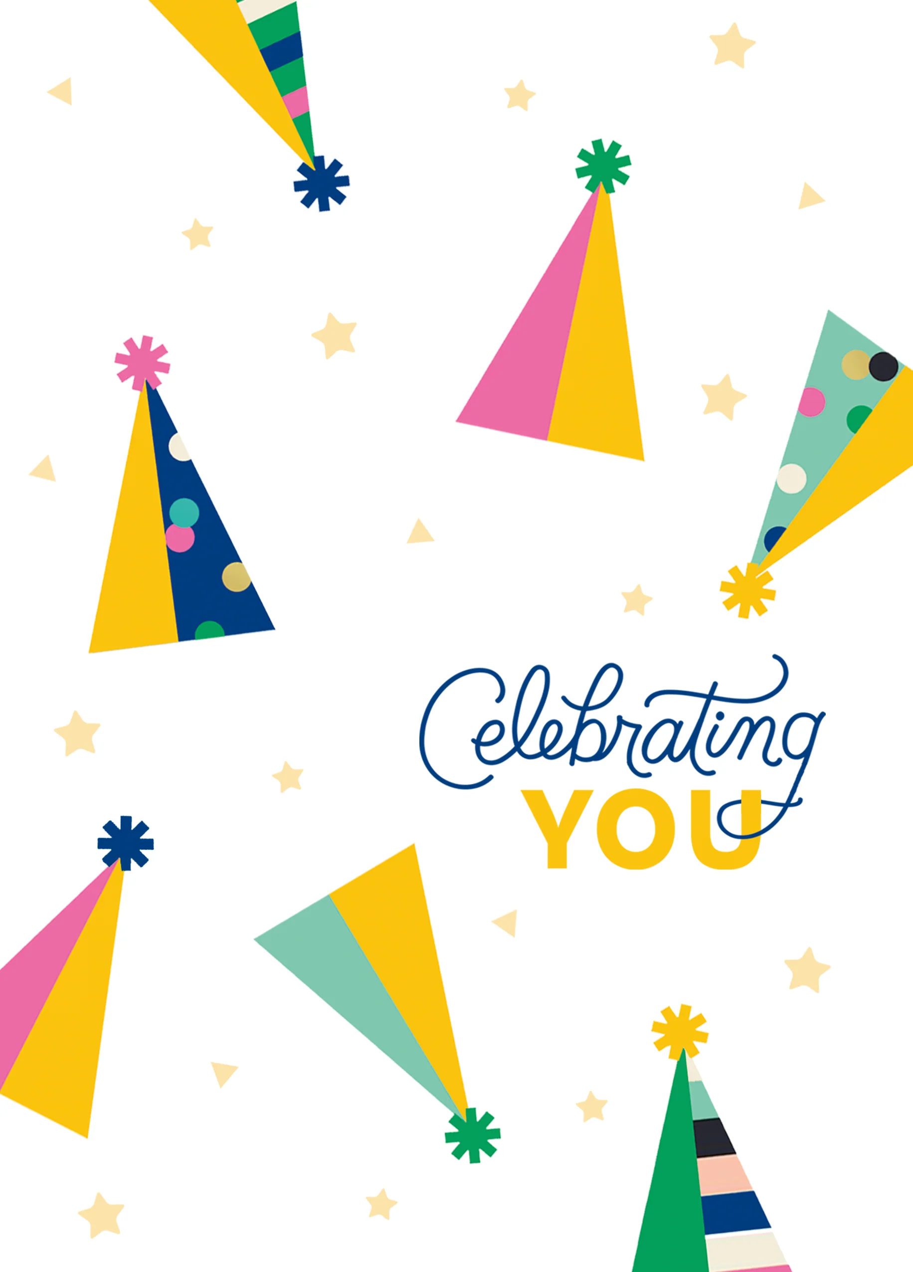 Personalised 'Celebrating You' Party Hat Design Birthday Card