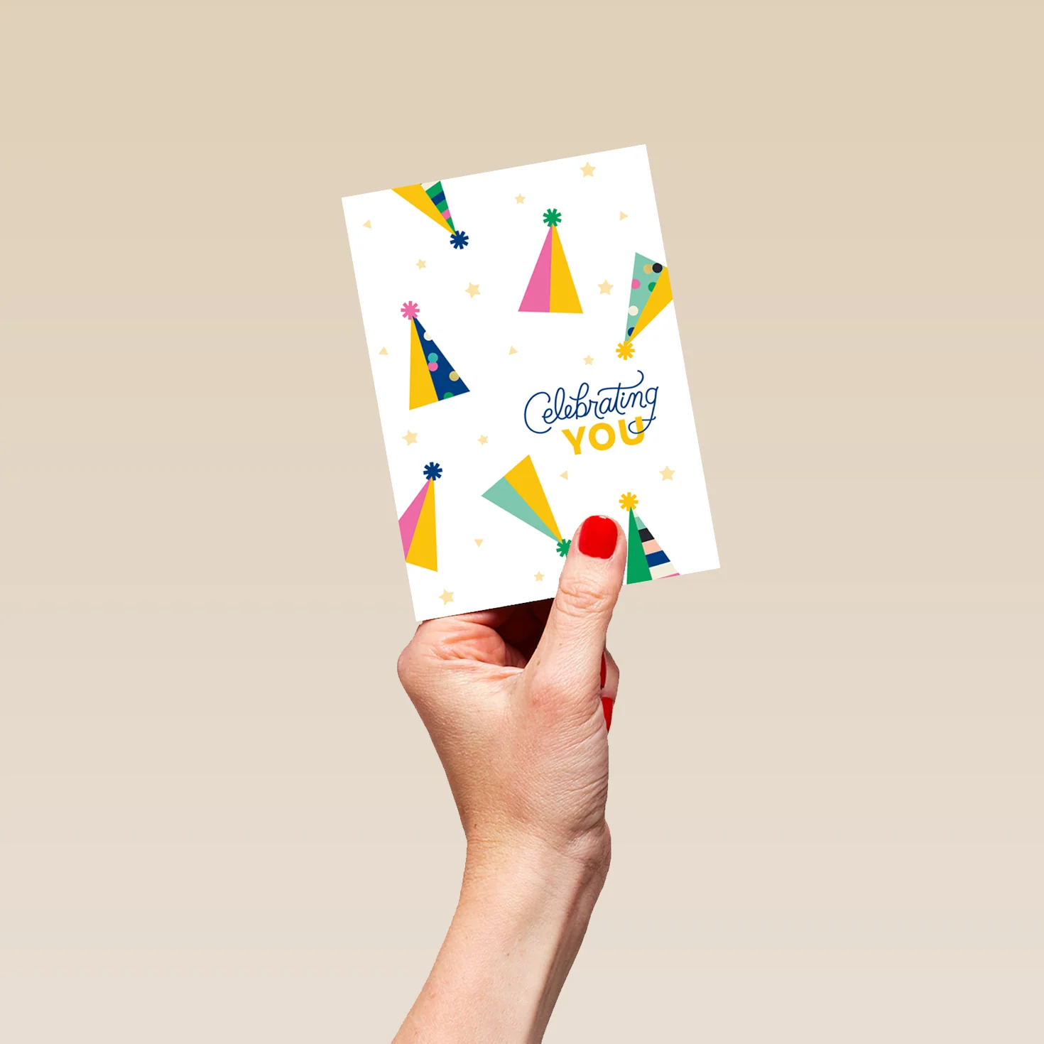Personalised 'Celebrating You' Party Hat Design Birthday Card - Image 4