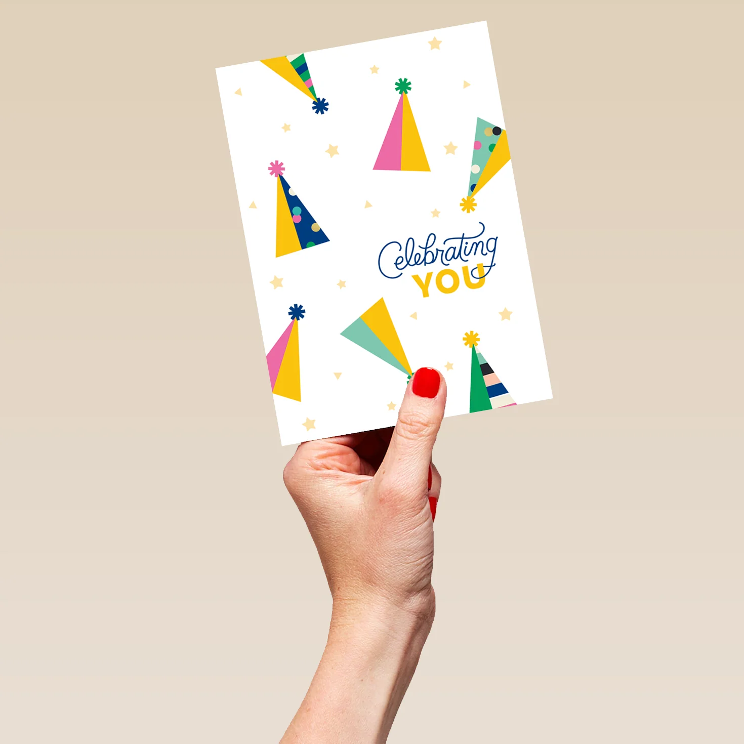 Personalised 'Celebrating You' Party Hat Design Birthday Card - Image 5