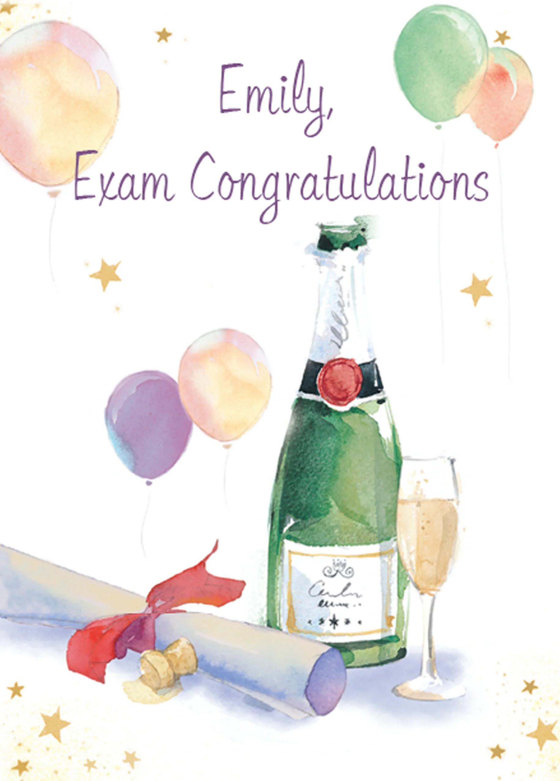 Personalised Champagne and Certificate Congratulations on your Exam Card