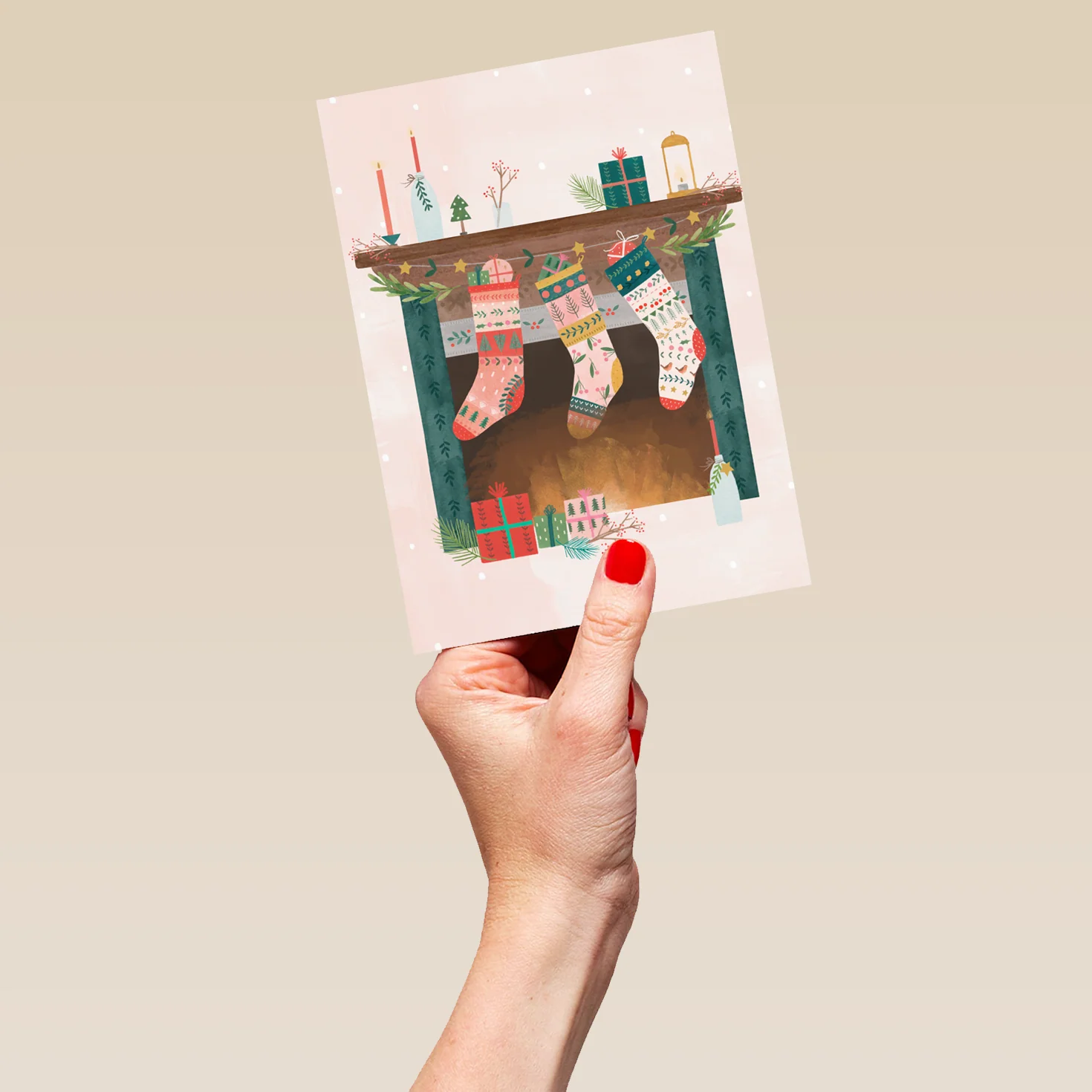 Personalised Chimney And Stockings Christmas Card - Image 5