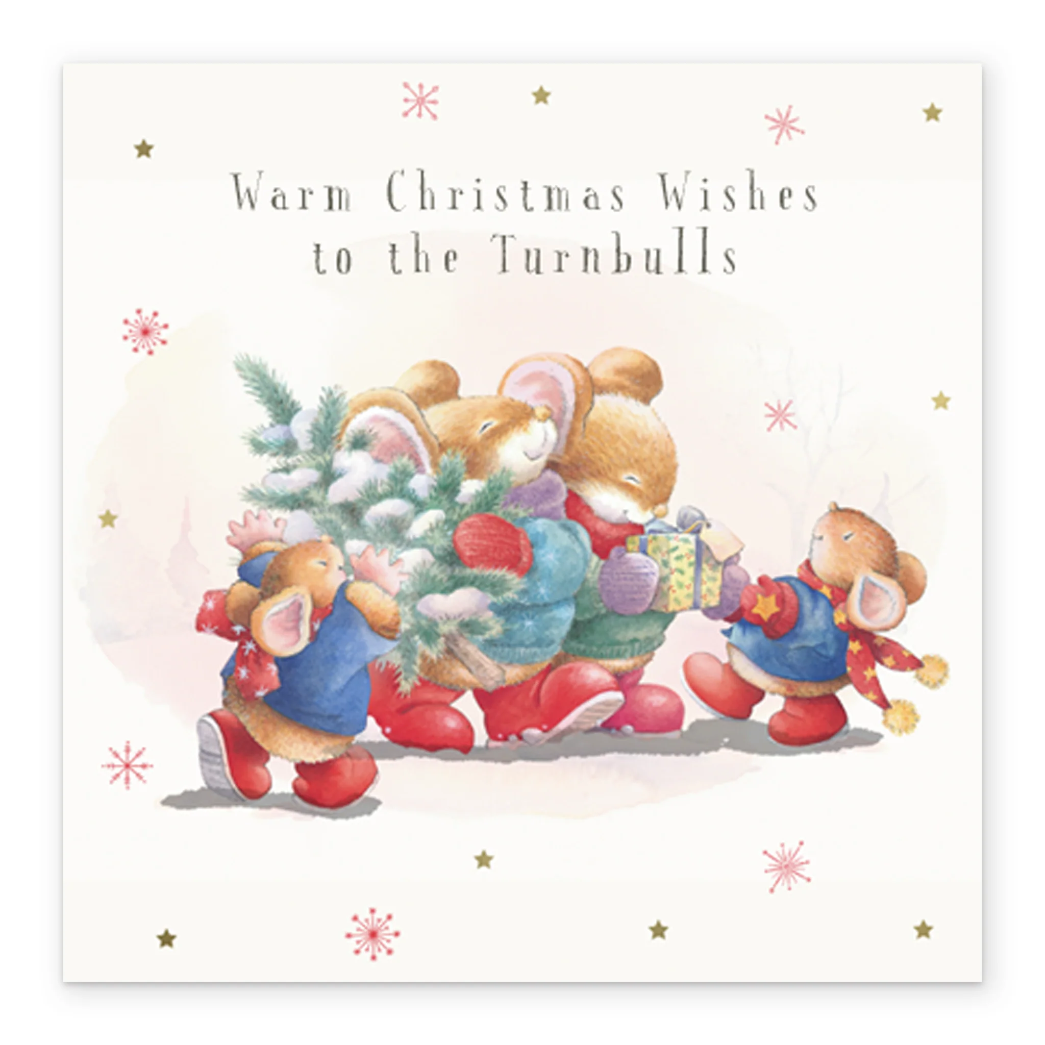 Personalised Christmas Family Country Companions Mice Card - Image 2