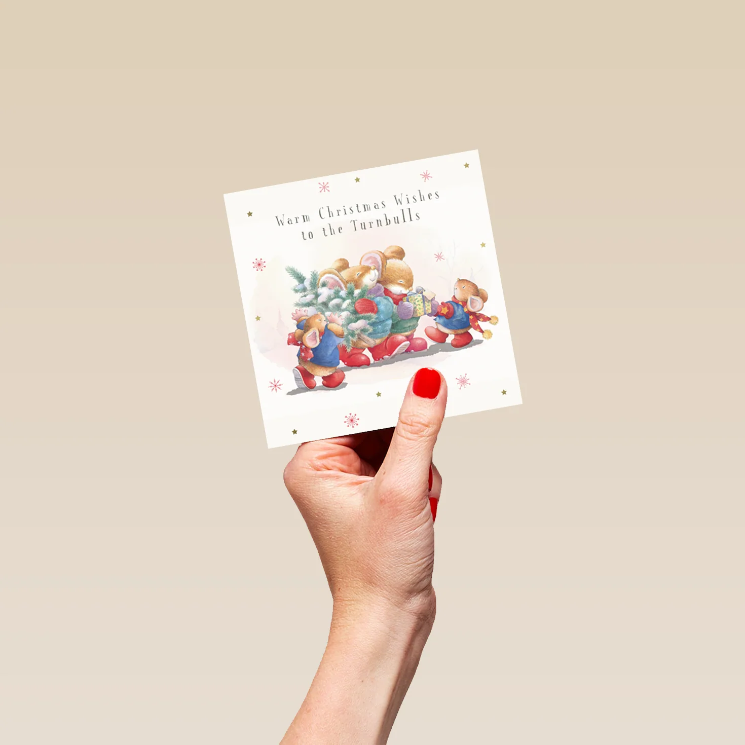 Personalised Christmas Family Country Companions Mice Card - Image 4