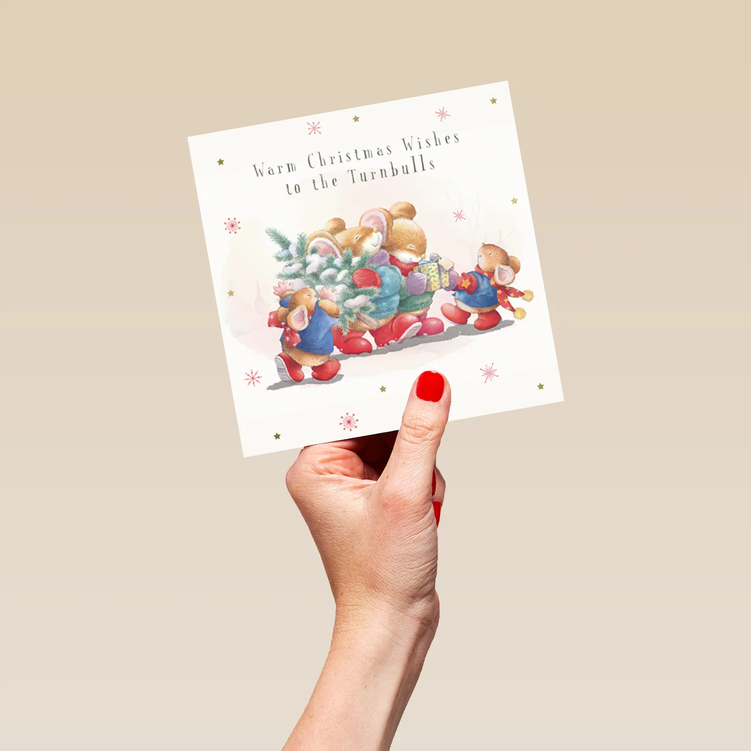 Personalised Christmas Family Country Companions Mice Card - Image 5
