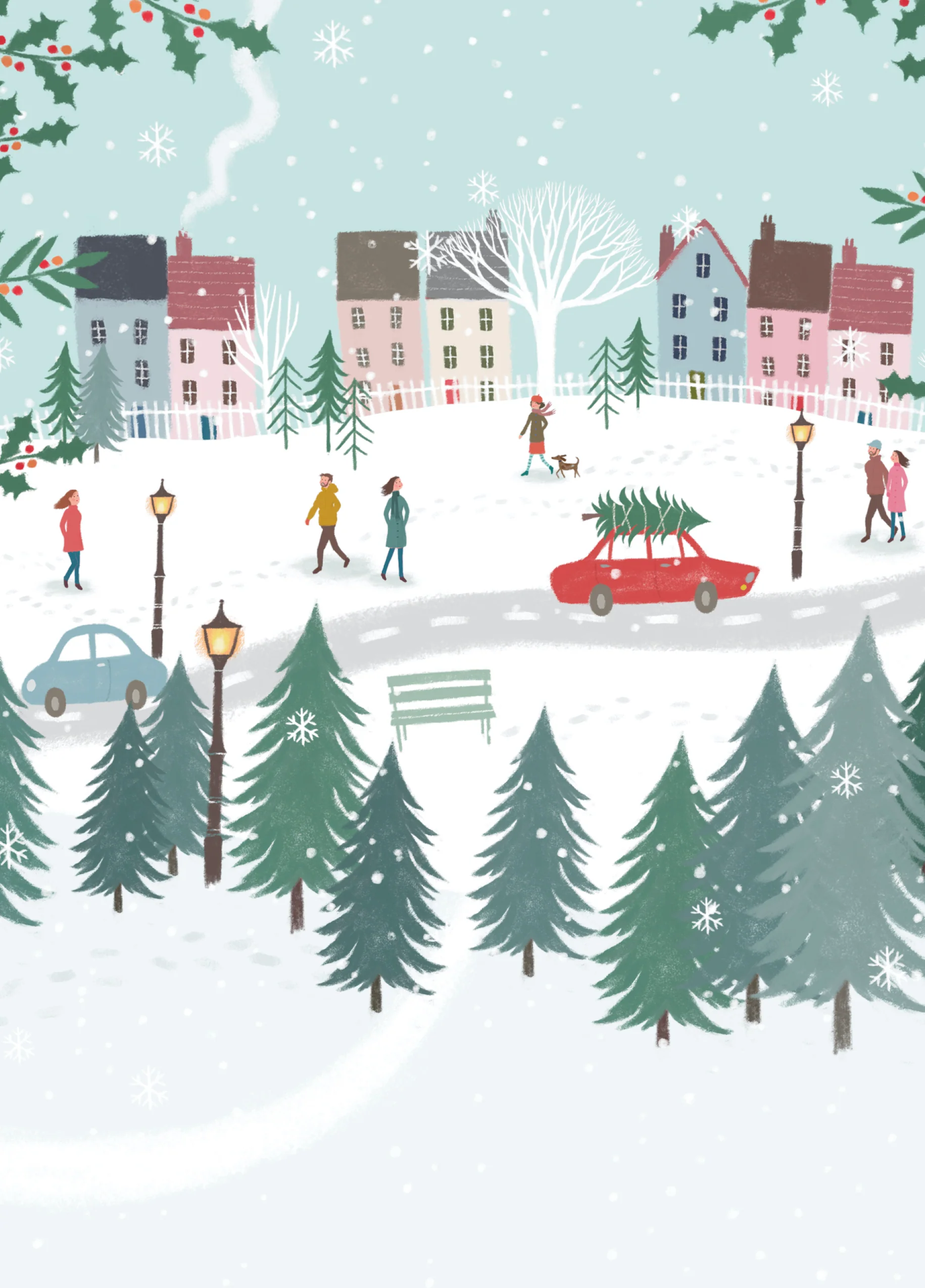 Personalised Christmas Tree Town Card