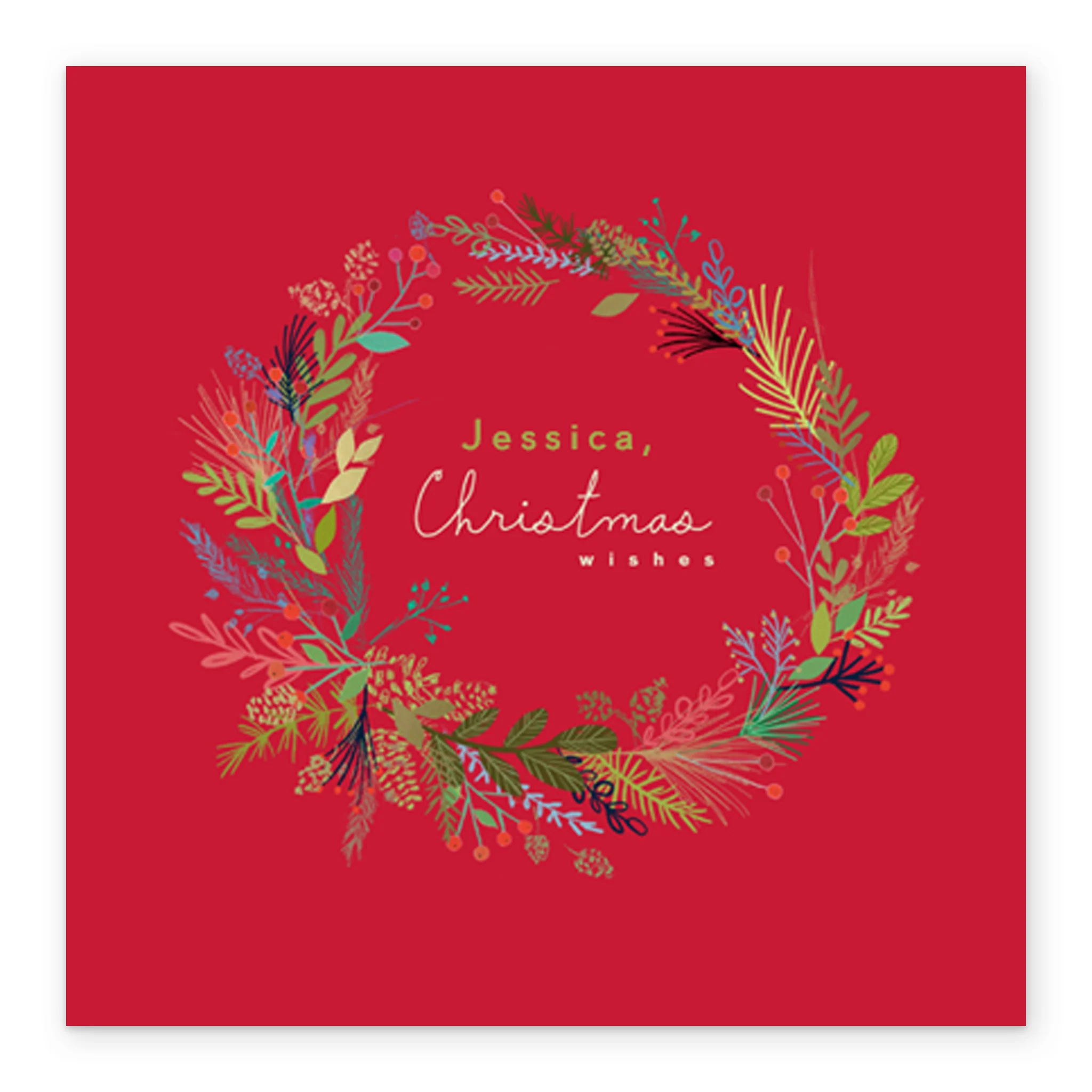 Personalised Christmas Wishes Festive Wreath Card - Image 2