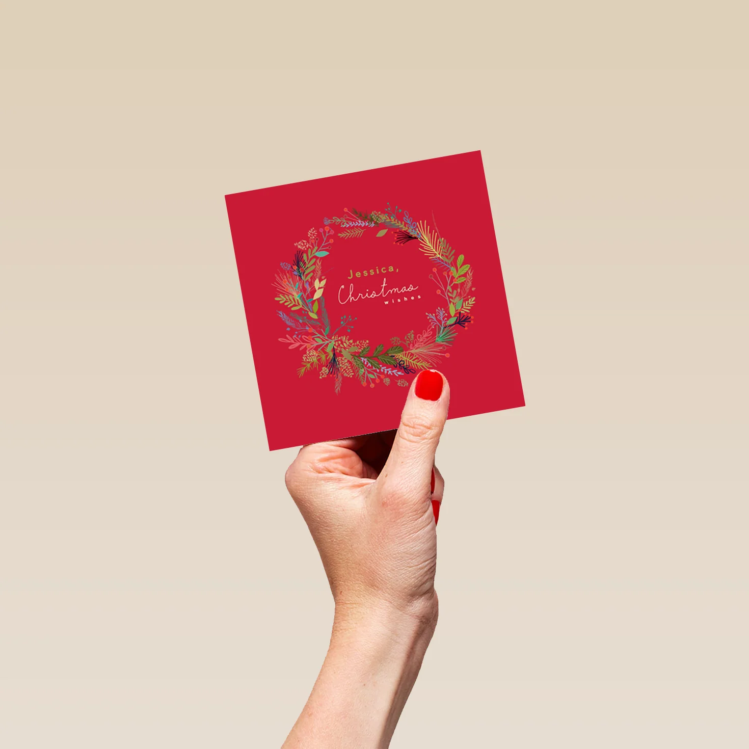 Personalised Christmas Wishes Festive Wreath Card - Image 4