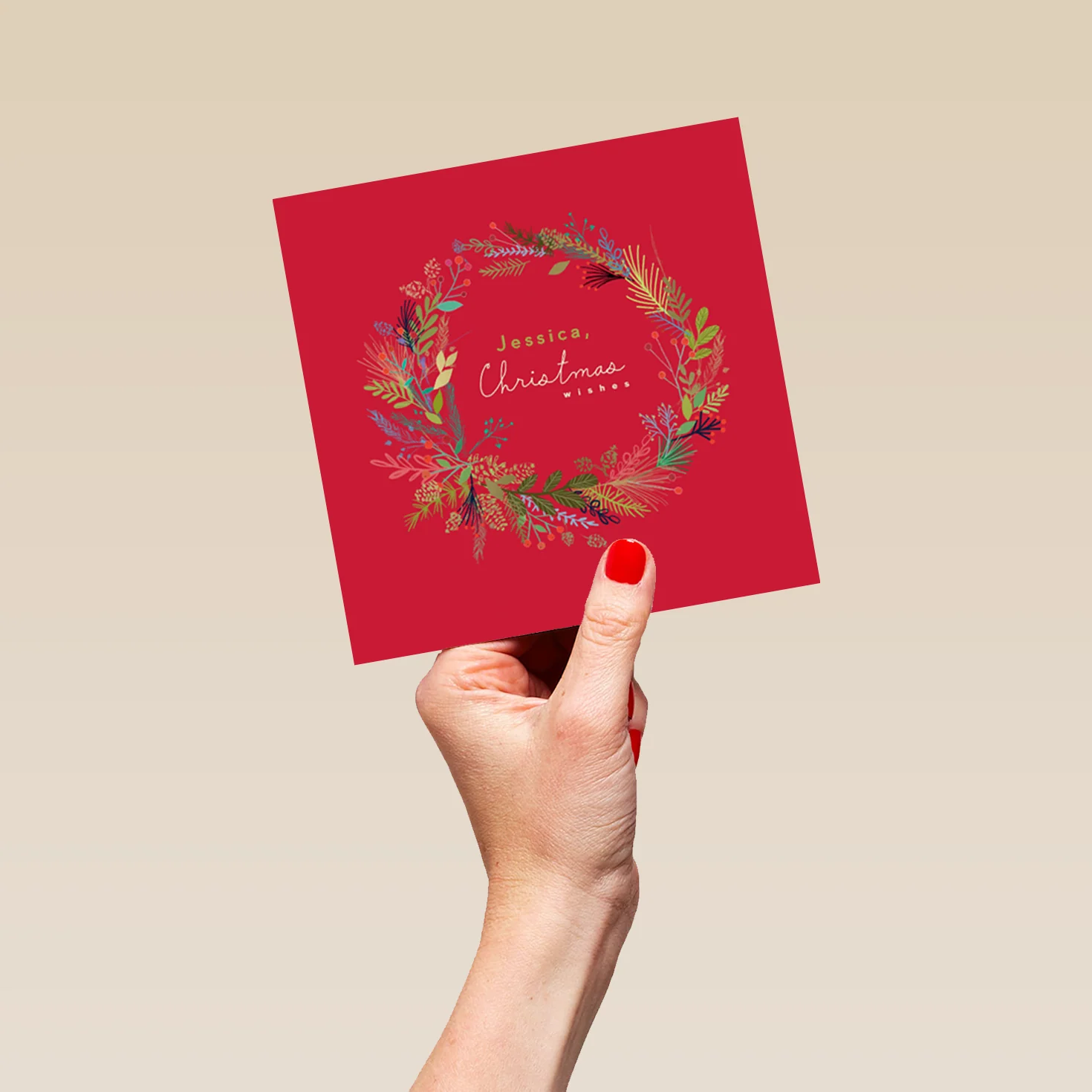 Personalised Christmas Wishes Festive Wreath Card - Image 5