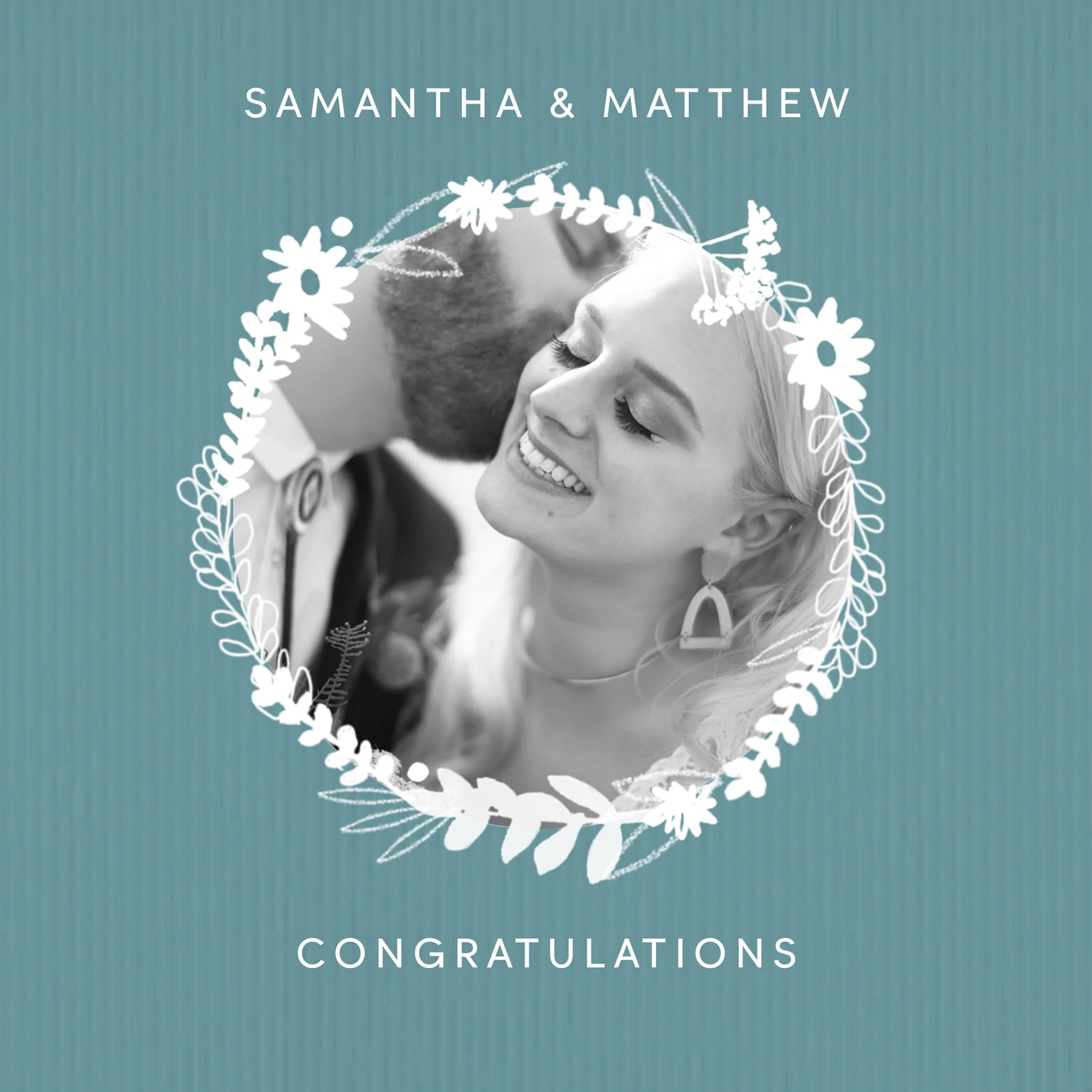 Personalised Circle Floral Wreath Photo Upload Anniversary Card