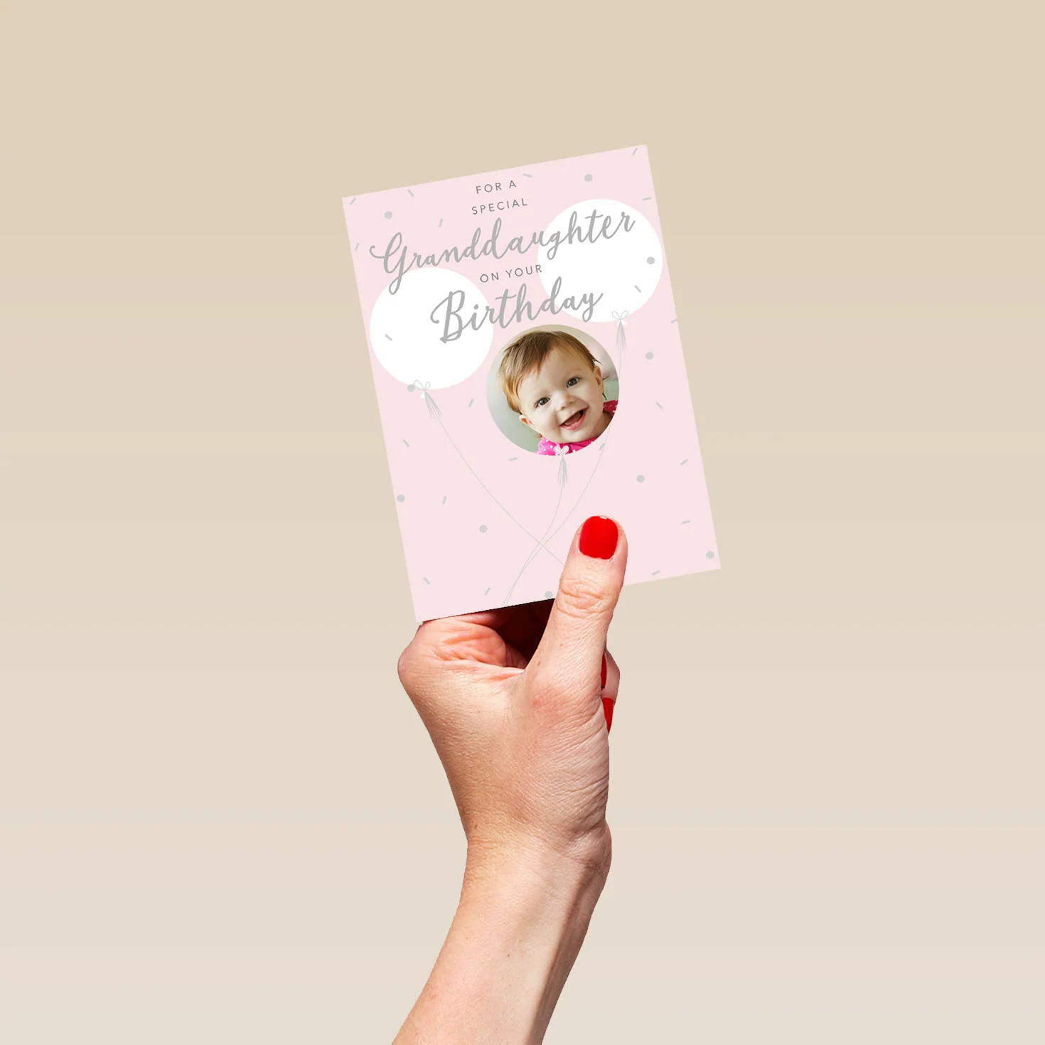 Personalised Classic Balloon Photo Birthday Card For Granddaughter - Image 4