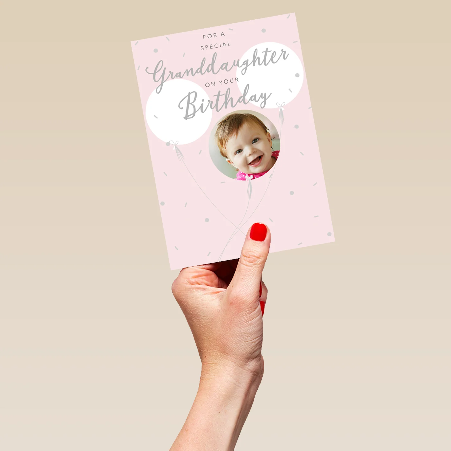Personalised Classic Balloon Photo Birthday Card For Granddaughter - Image 5