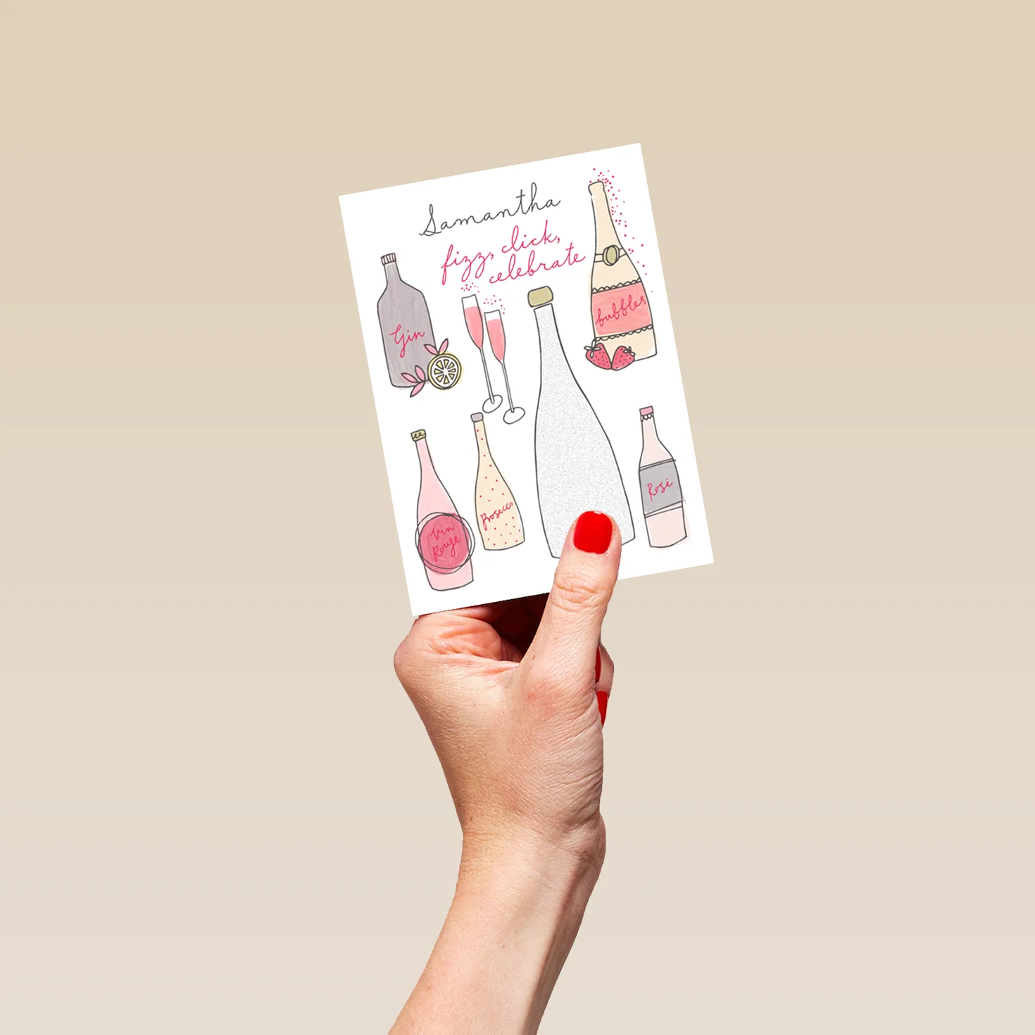 Personalised Classic Birthday Card Drinks Fizz Clink Celebrate - Image 4