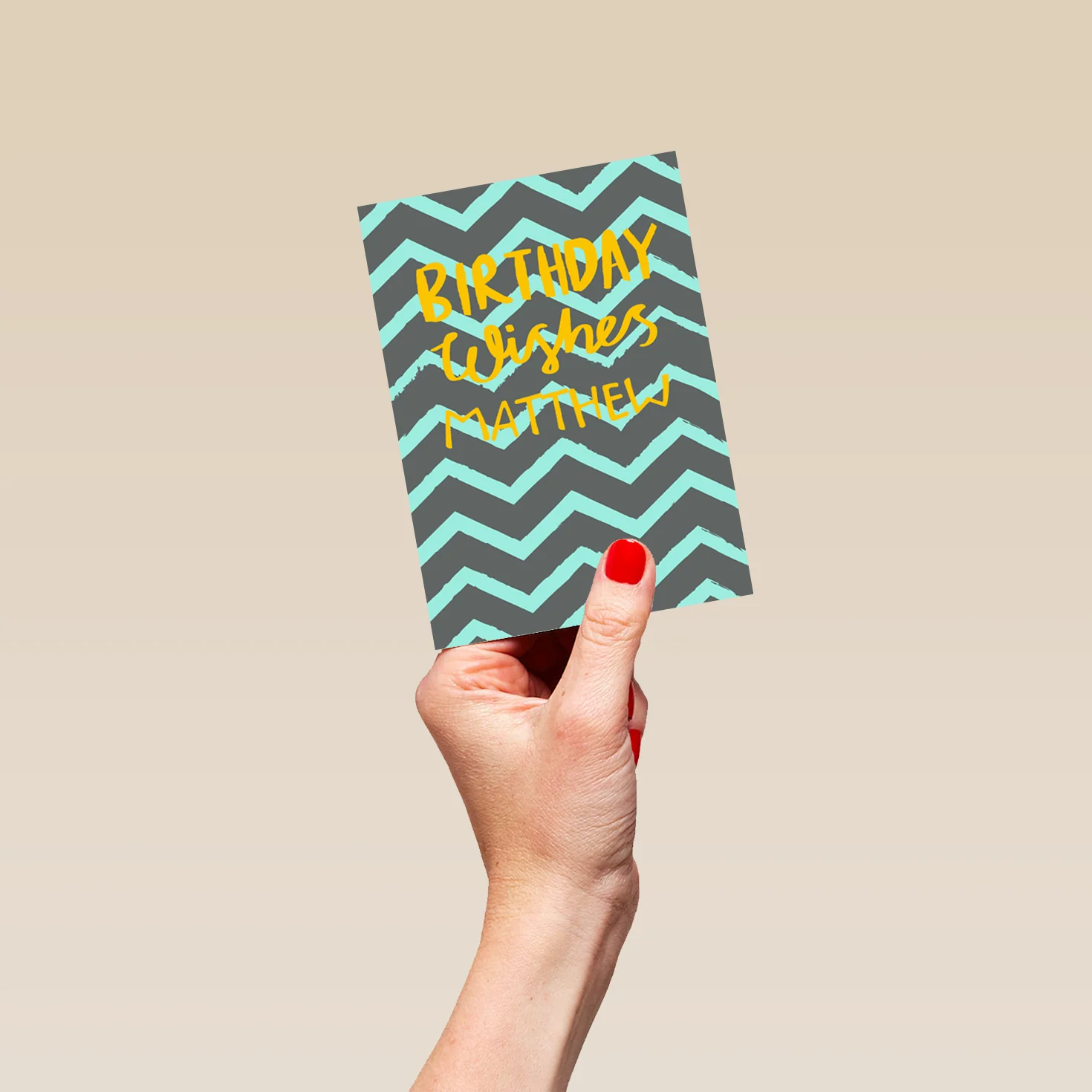 Personalised Classic Birthday Editable Zigzag Pattern Card - Image 4