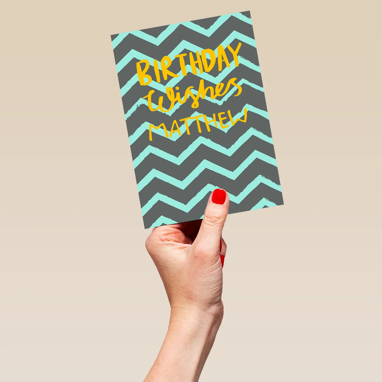 Personalised Classic Birthday Editable Zigzag Pattern Card - Image 5