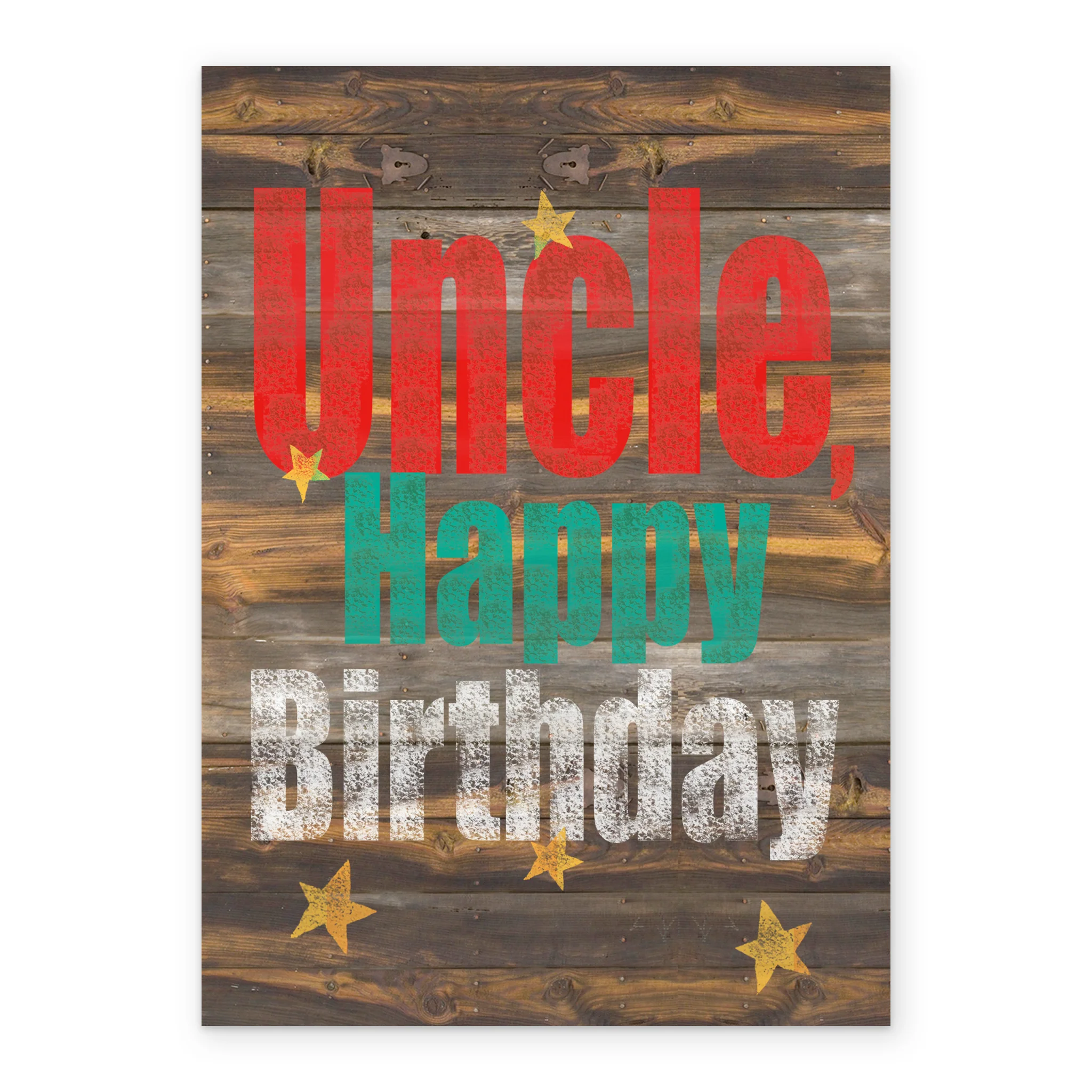 Personalised Classic Birthday Text Wood Effect Card For Uncle - Image 2