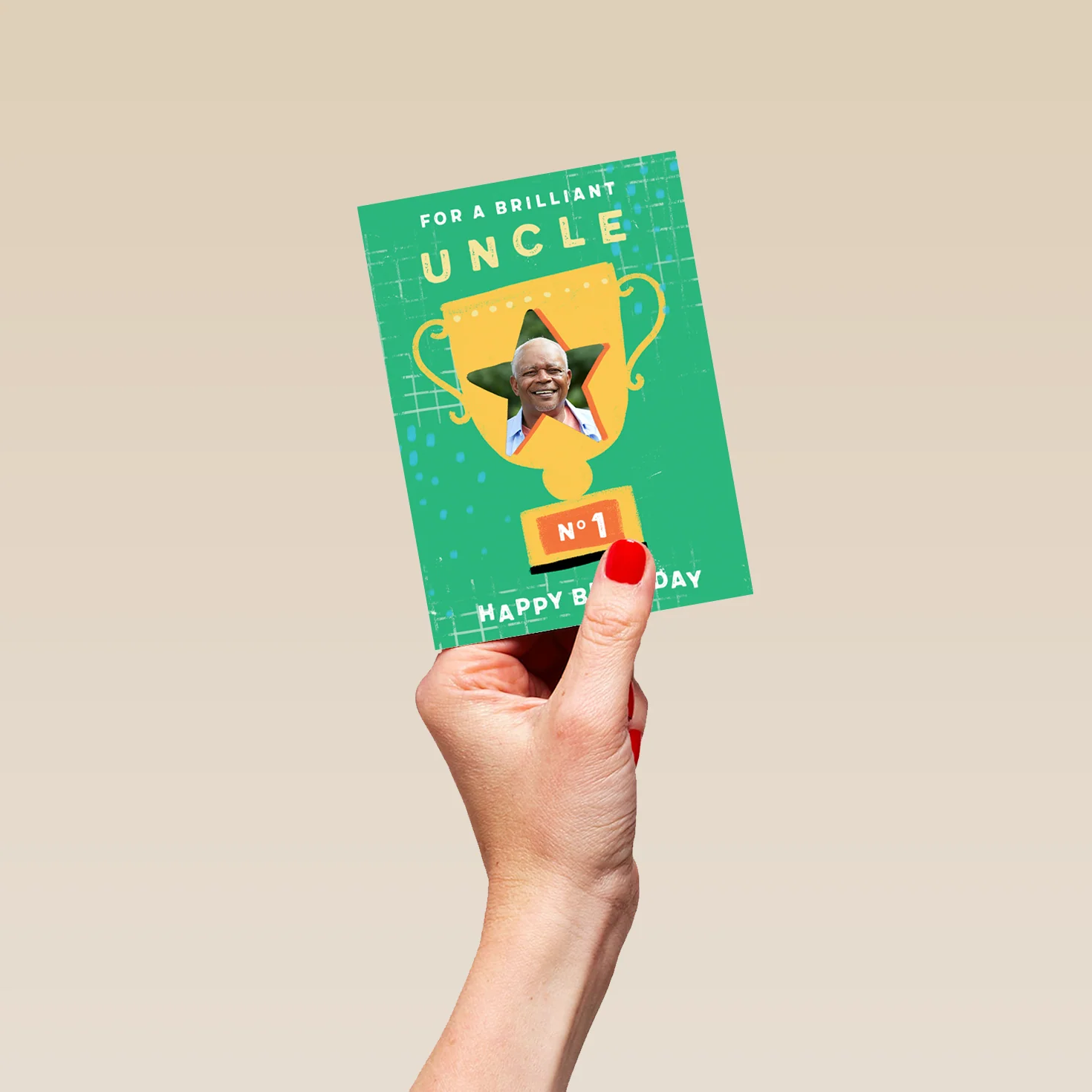 Personalised Classic Birthday Uncle Trophy The Best Photo Card - Image 4