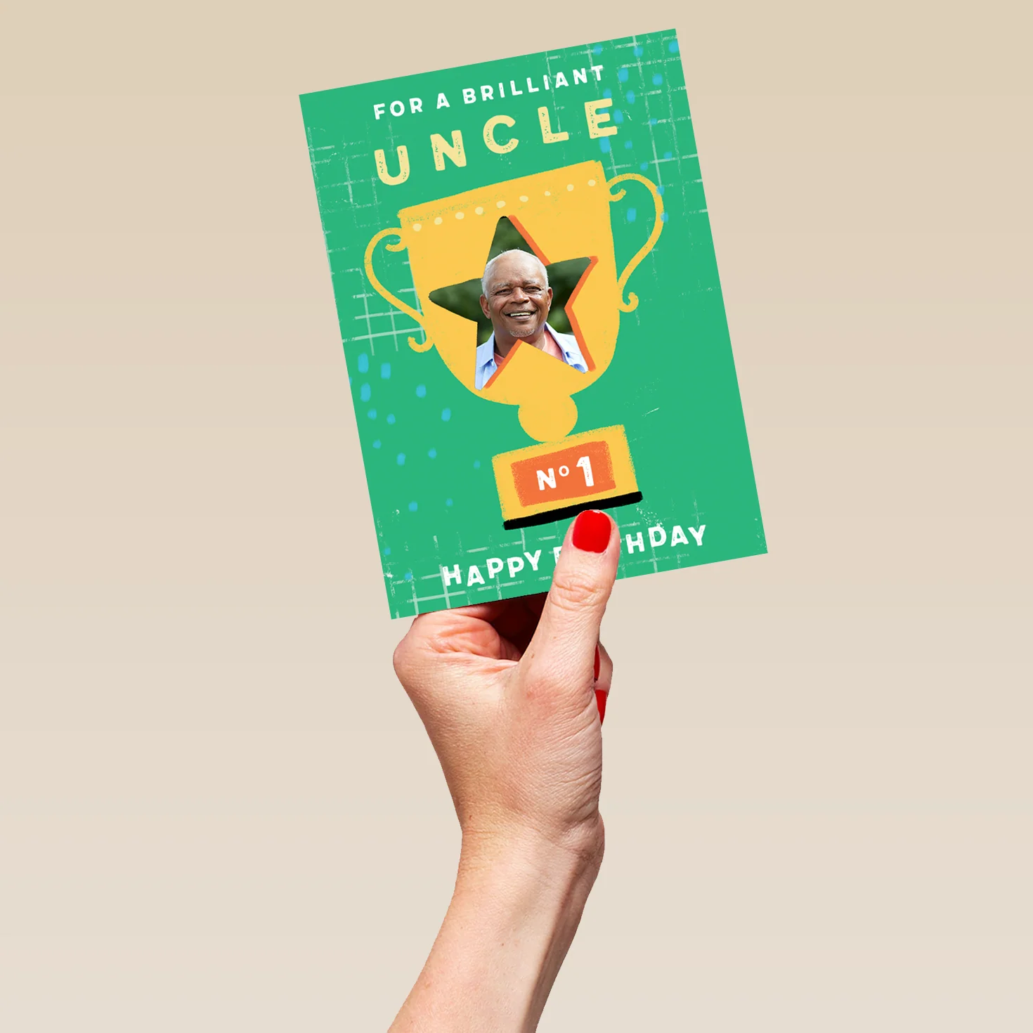 Personalised Classic Birthday Uncle Trophy The Best Photo Card - Image 5