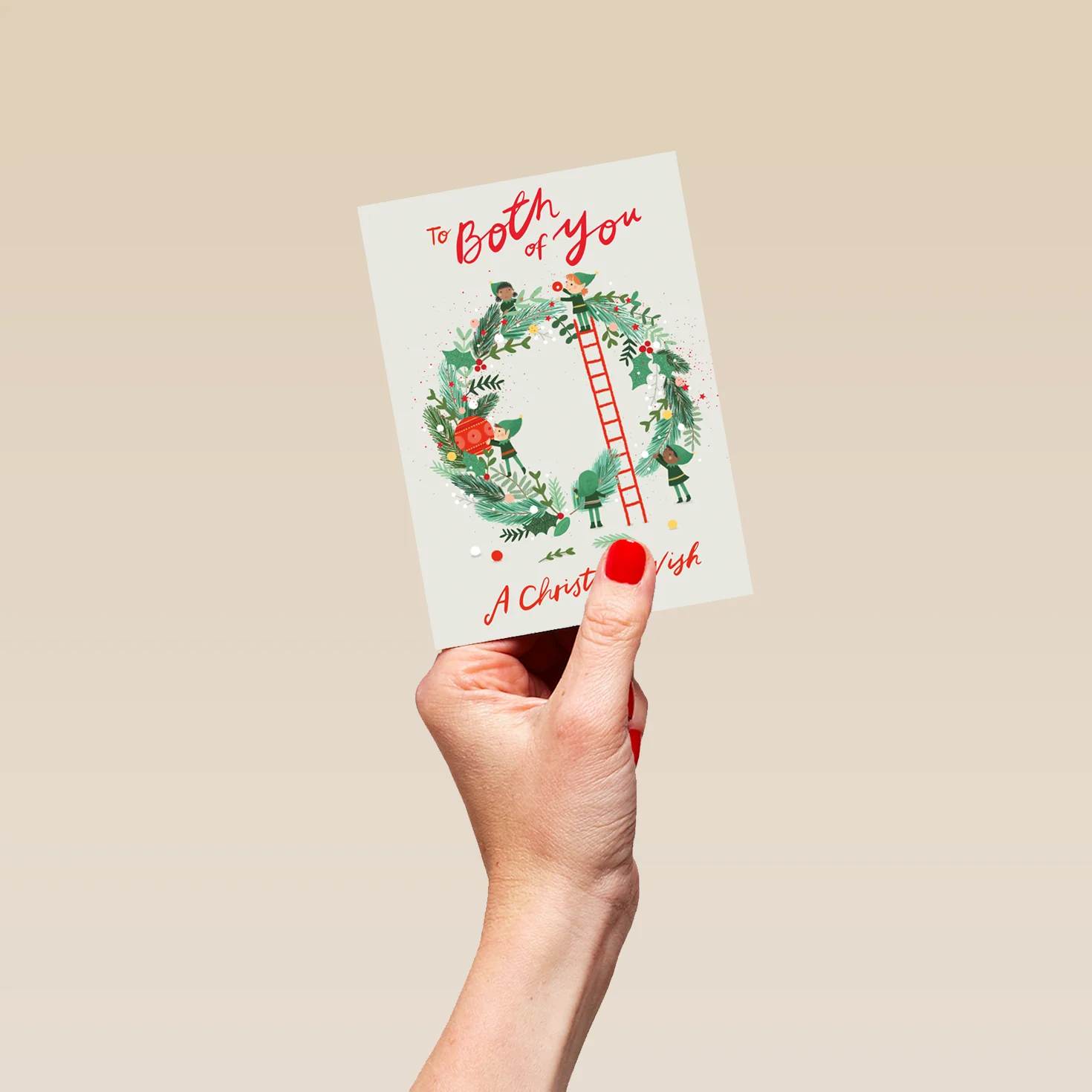 Personalised Classic Christmas Holly Wreath To Both Card - Image 4