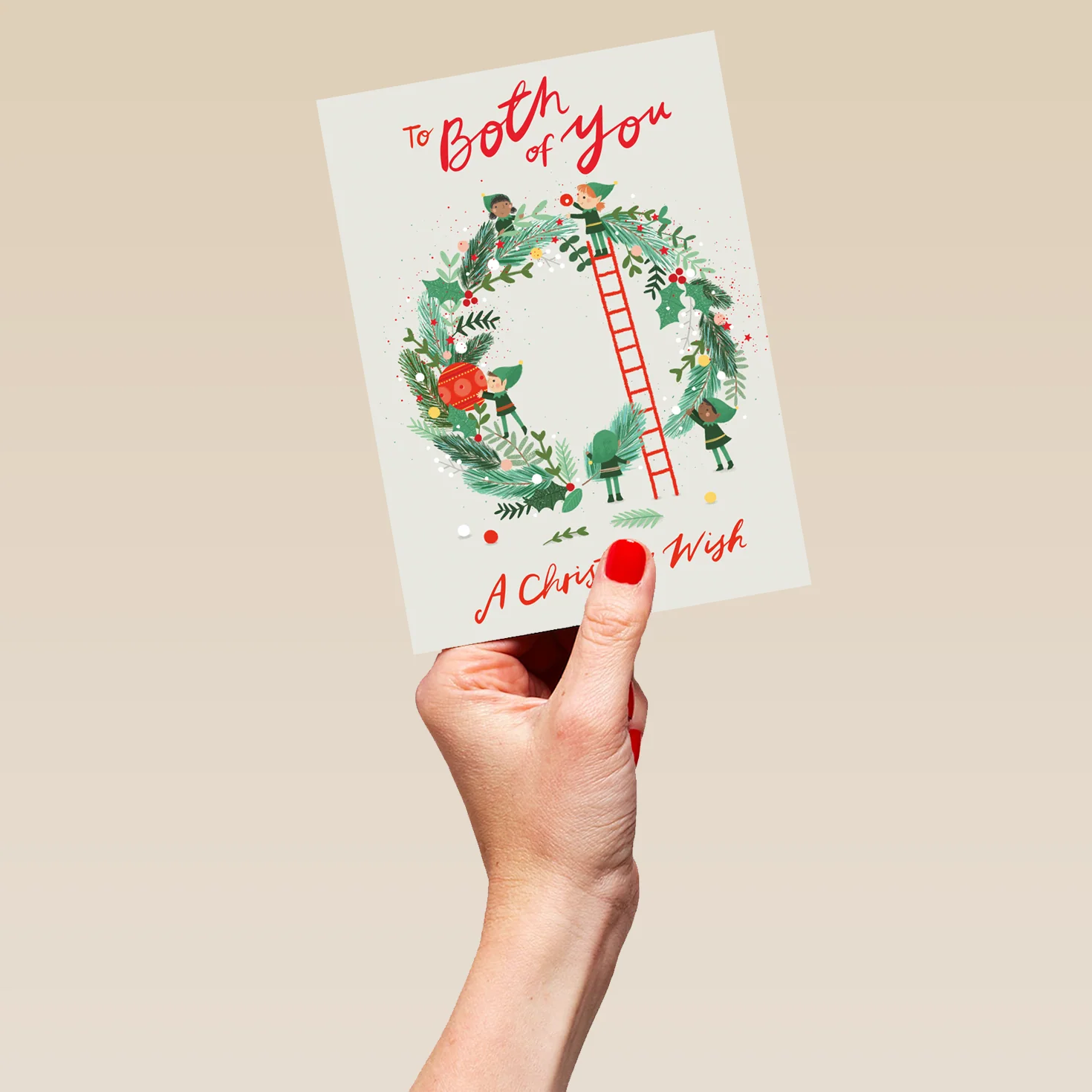 Personalised Classic Christmas Holly Wreath To Both Card - Image 5