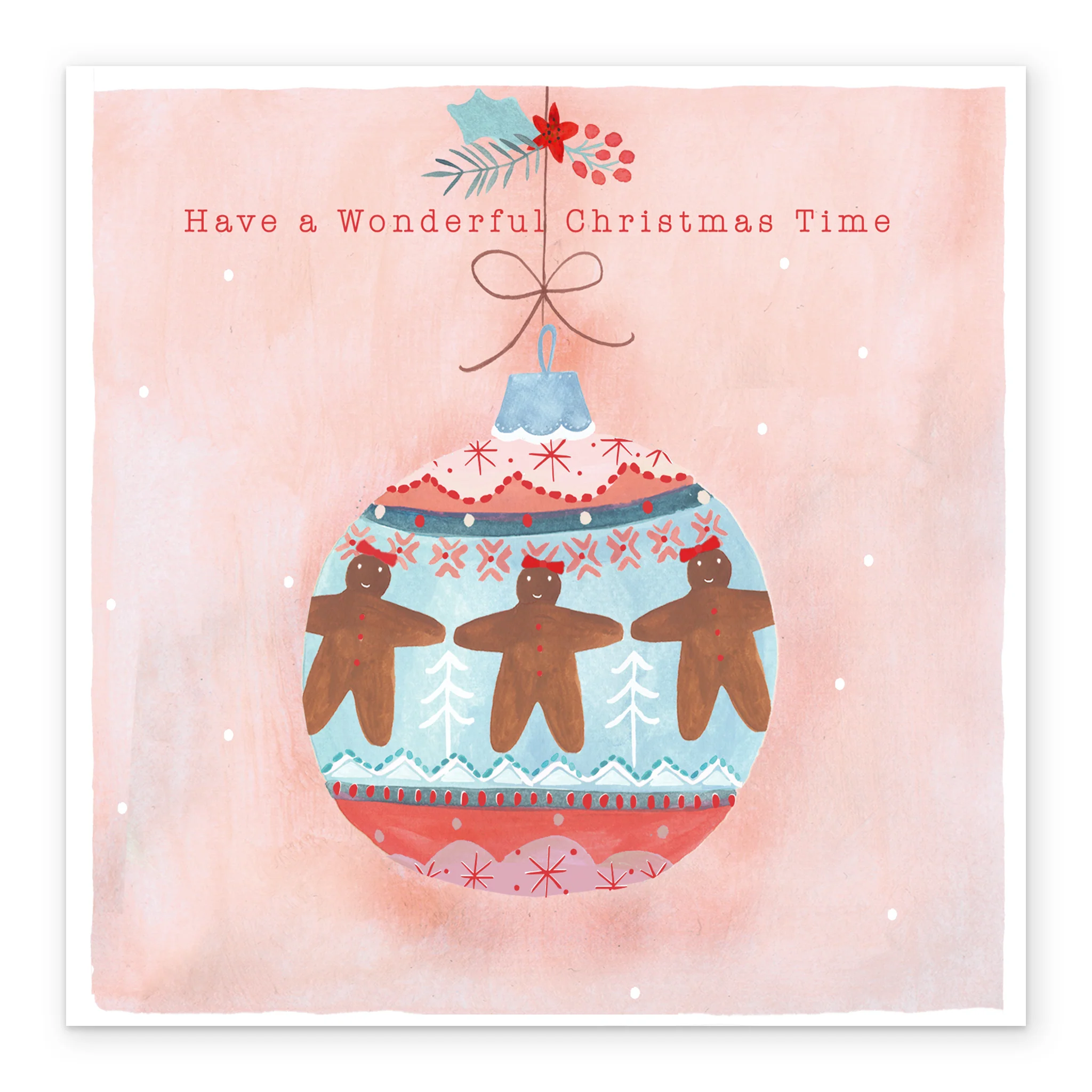 Personalised Classic Christmas Illustrated Gingerbread Bauble Card - Image 2