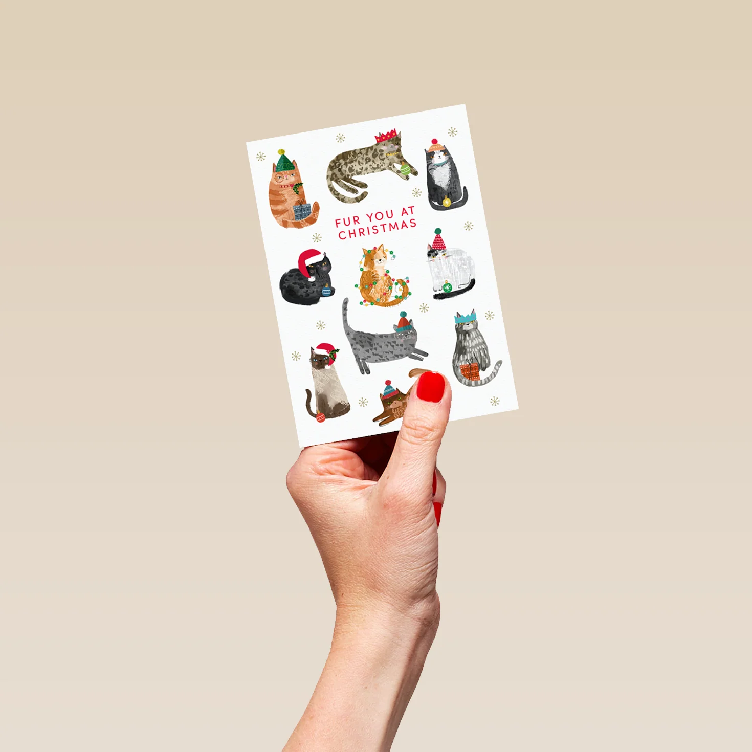 Personalised Classic Christmas Pet Editable Fur You Cats Card - Image 4