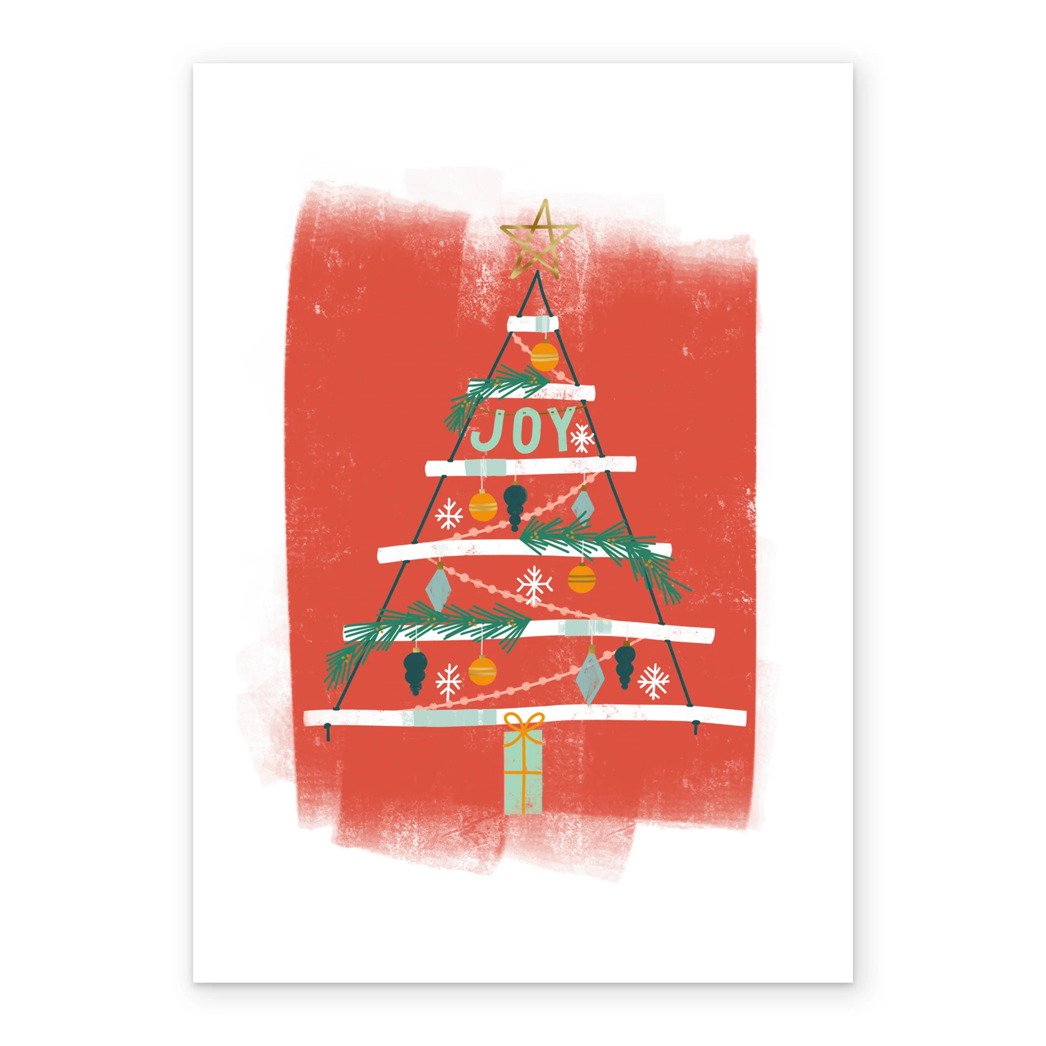 Personalised Classic Christmas Tree & Baubles Joy Card - Image 2