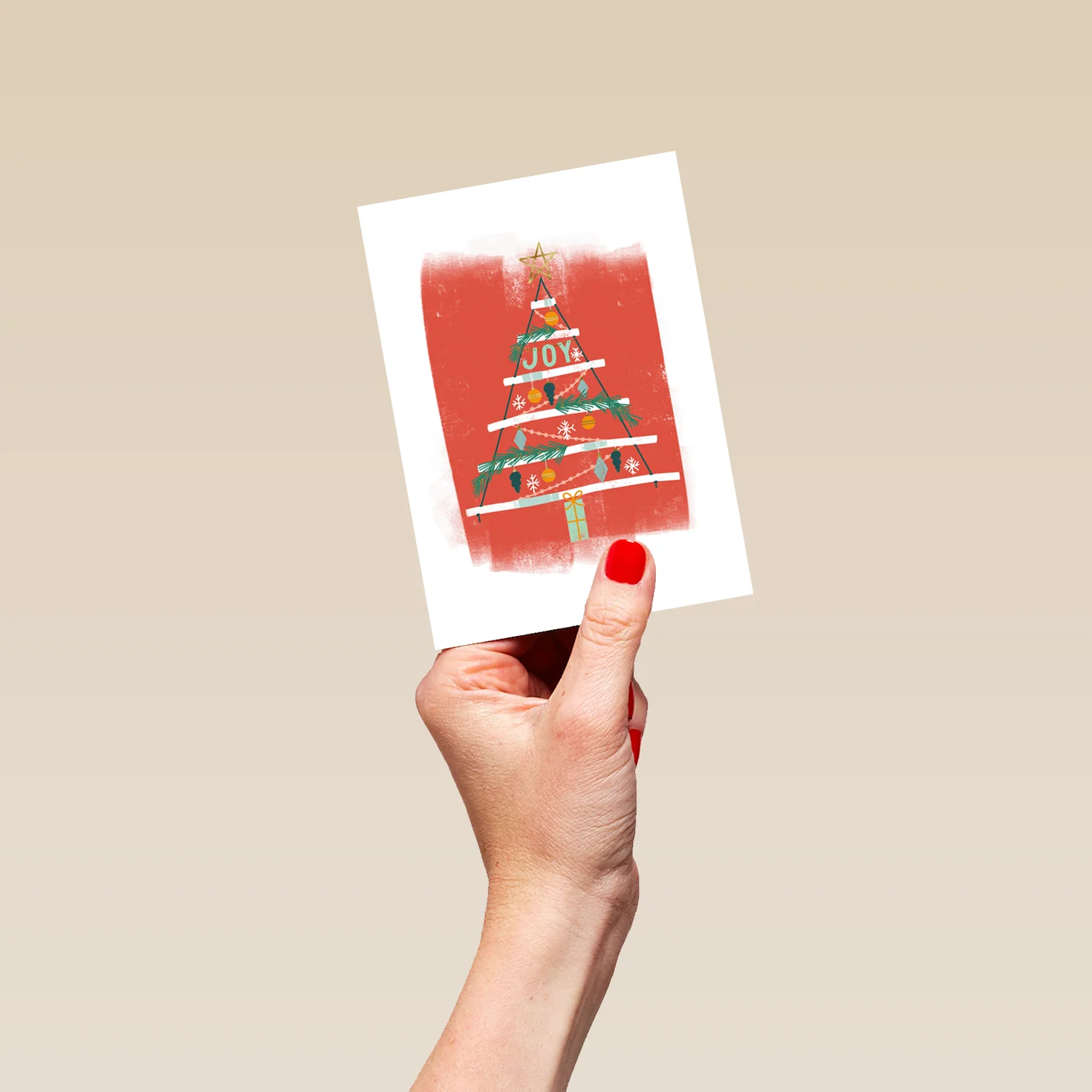 Personalised Classic Christmas Tree & Baubles Joy Card - Image 4