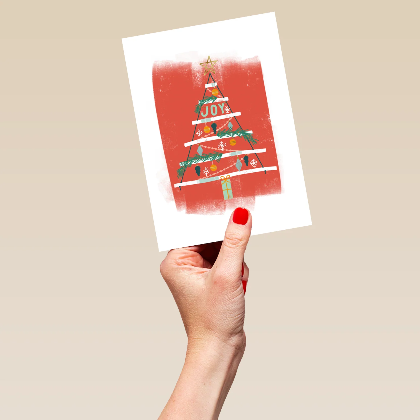 Personalised Classic Christmas Tree & Baubles Joy Card - Image 5