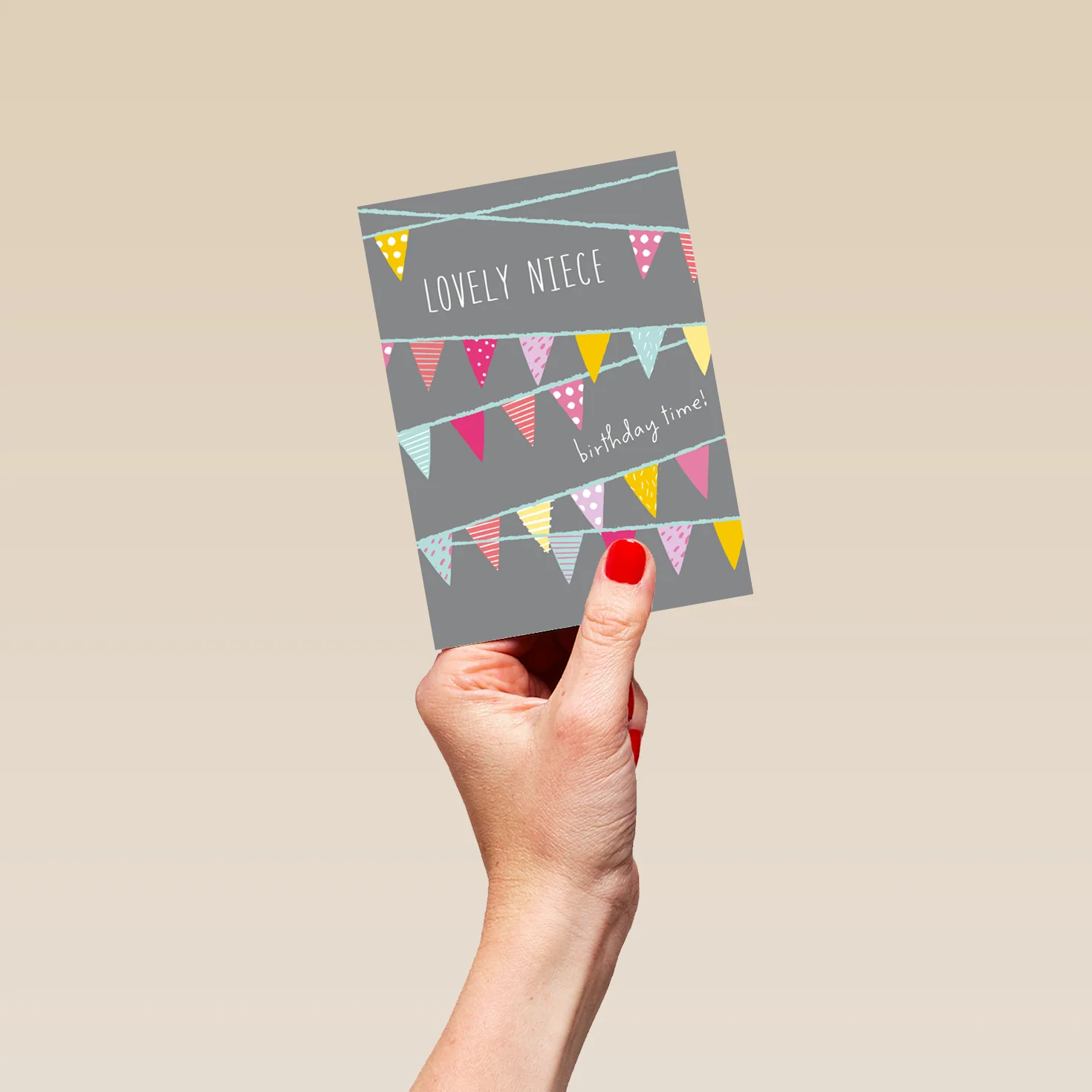 Personalised Classic Colourful Bunting Birthday Card For Niece - Image 4