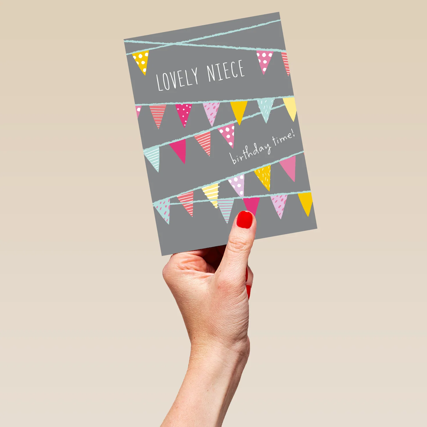 Personalised Classic Colourful Bunting Birthday Card For Niece - Image 5
