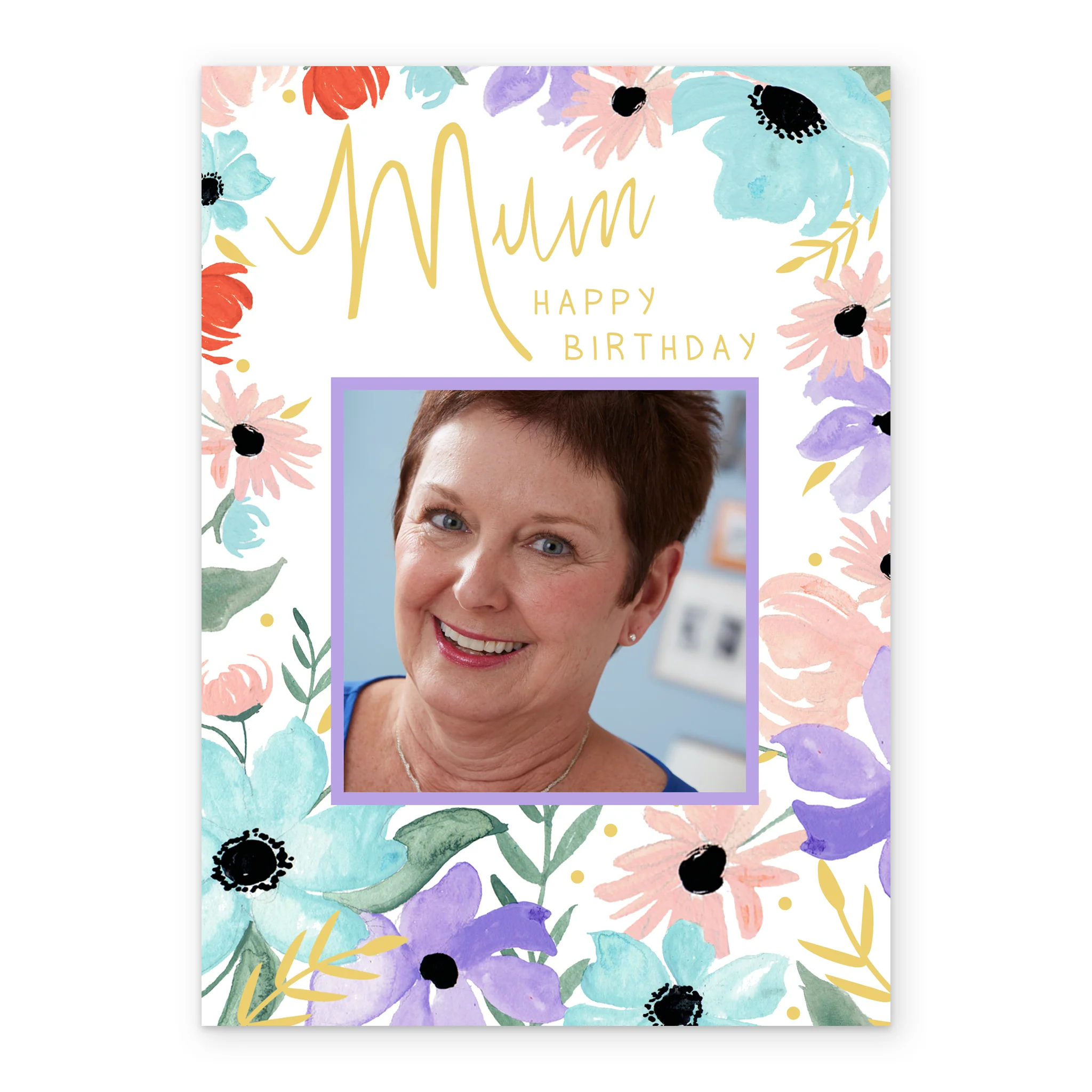 Personalised Classic & Colourful Flowers For Mum Photo Birthday Card - Image 2