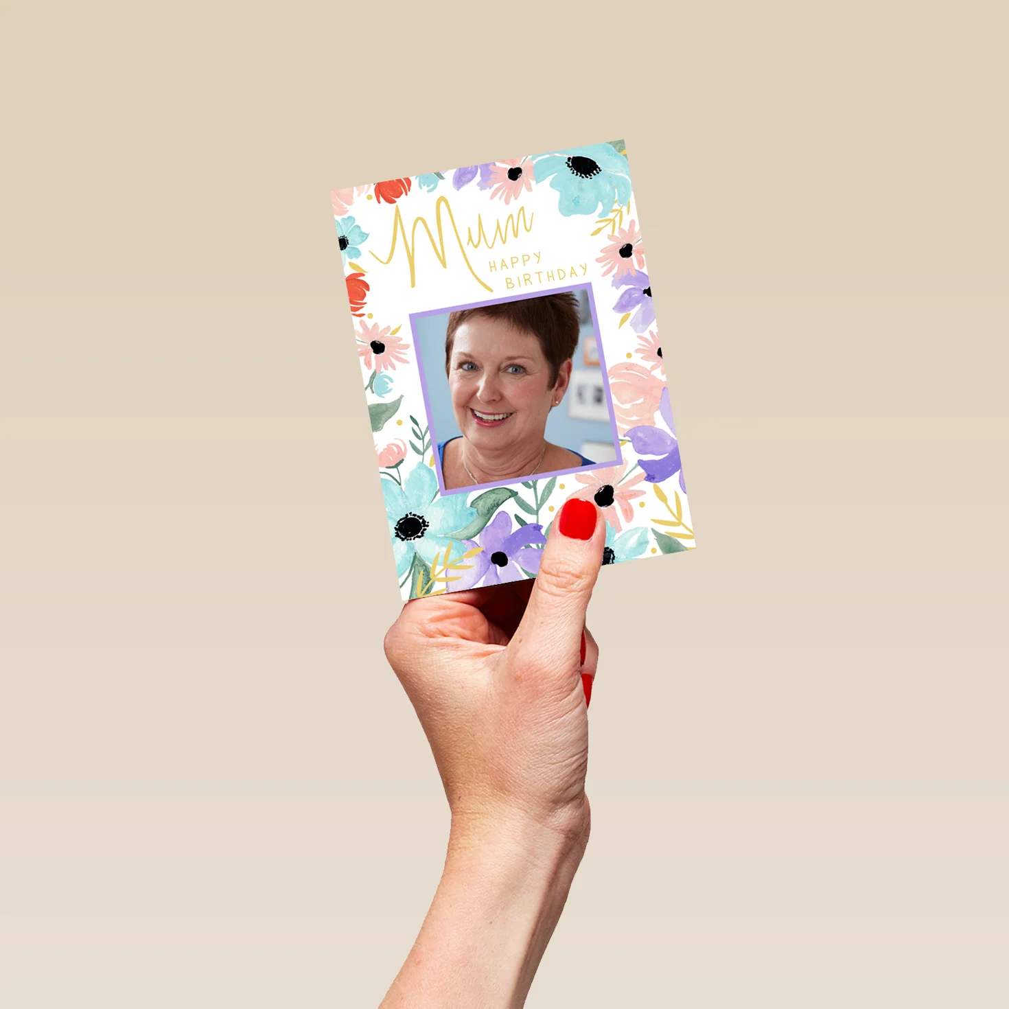 Personalised Classic & Colourful Flowers For Mum Photo Birthday Card - Image 4