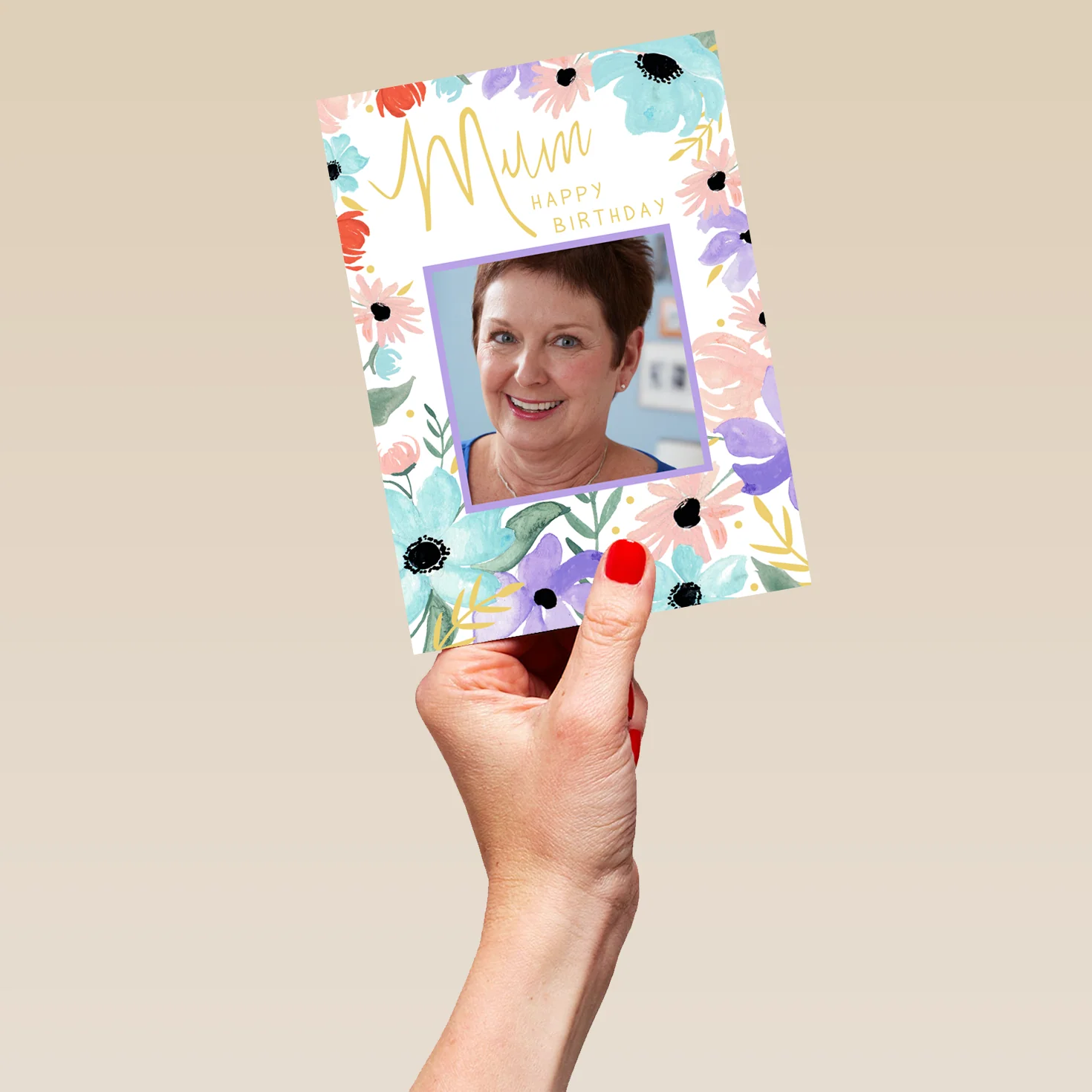 Personalised Classic & Colourful Flowers For Mum Photo Birthday Card - Image 5