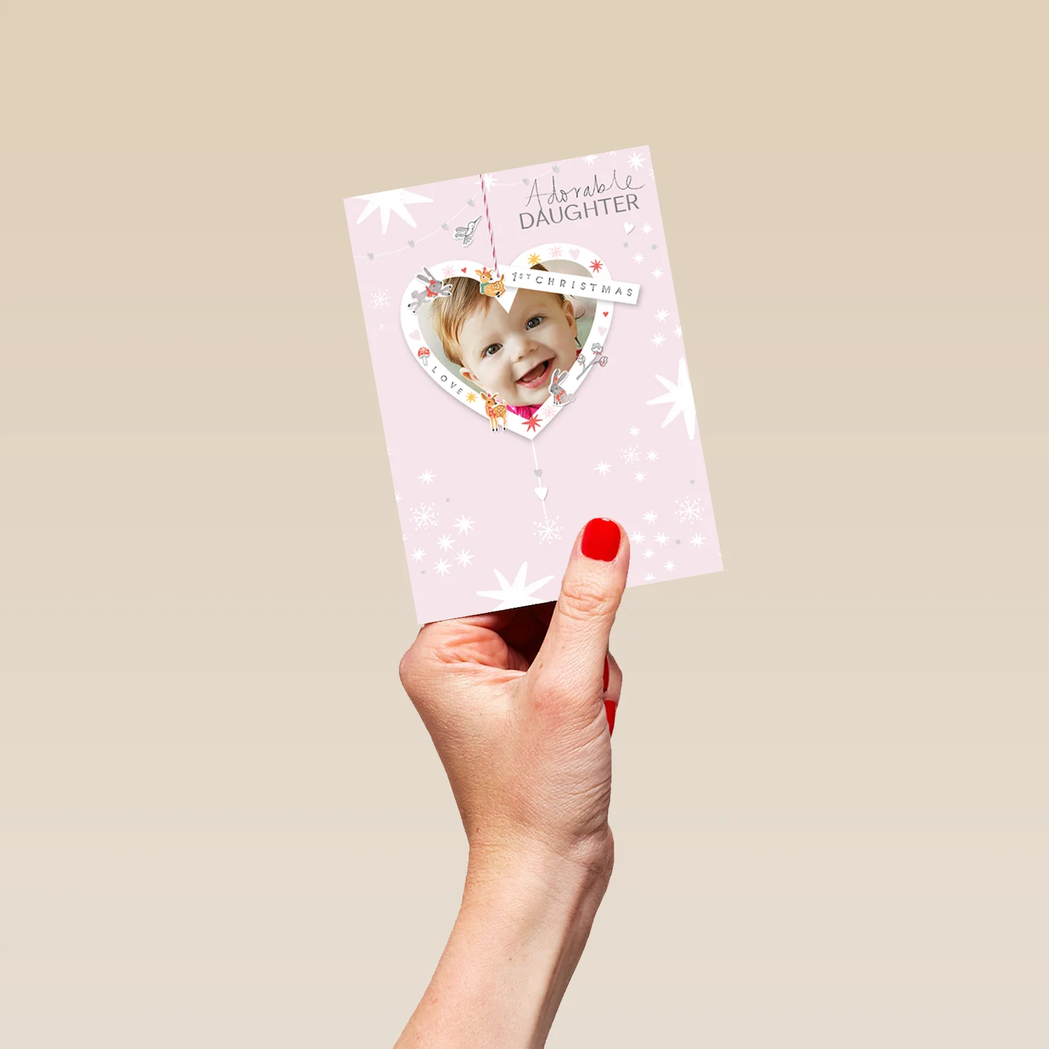 Personalised Classic Daughter's 1st Christmas Editable Photo Card - Image 4