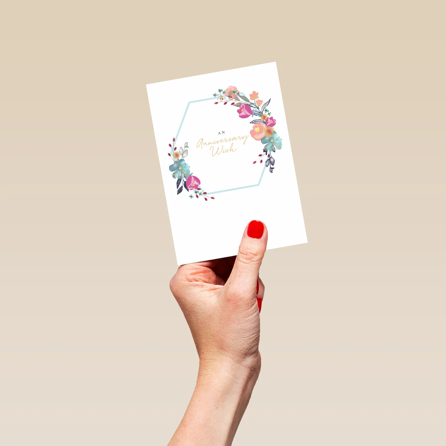 Personalised Classic Floral Hexagon Anniversary Wish Card - Image 4