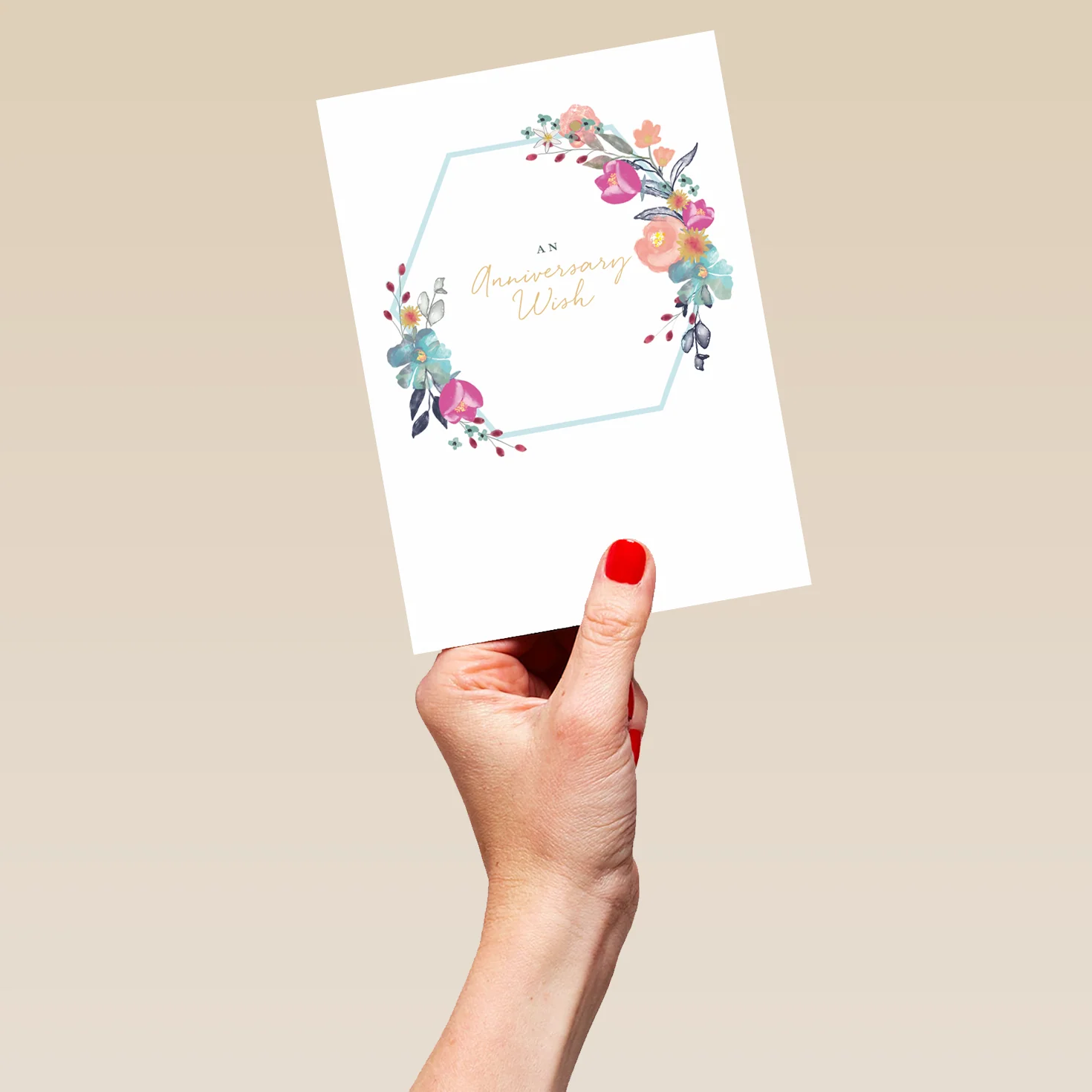 Personalised Classic Floral Hexagon Anniversary Wish Card - Image 5