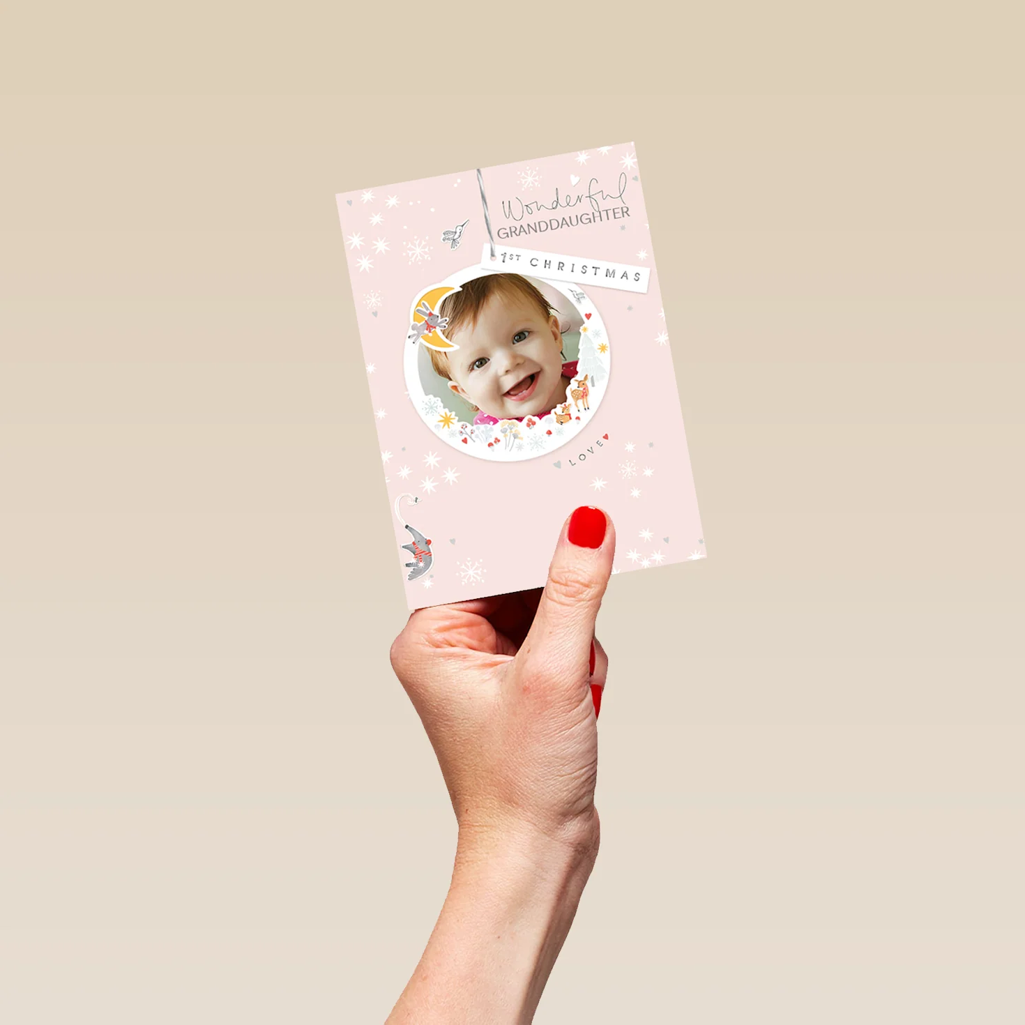 Personalised Classic Granddaughter's 1st Christmas Editable Photo Card - Image 4