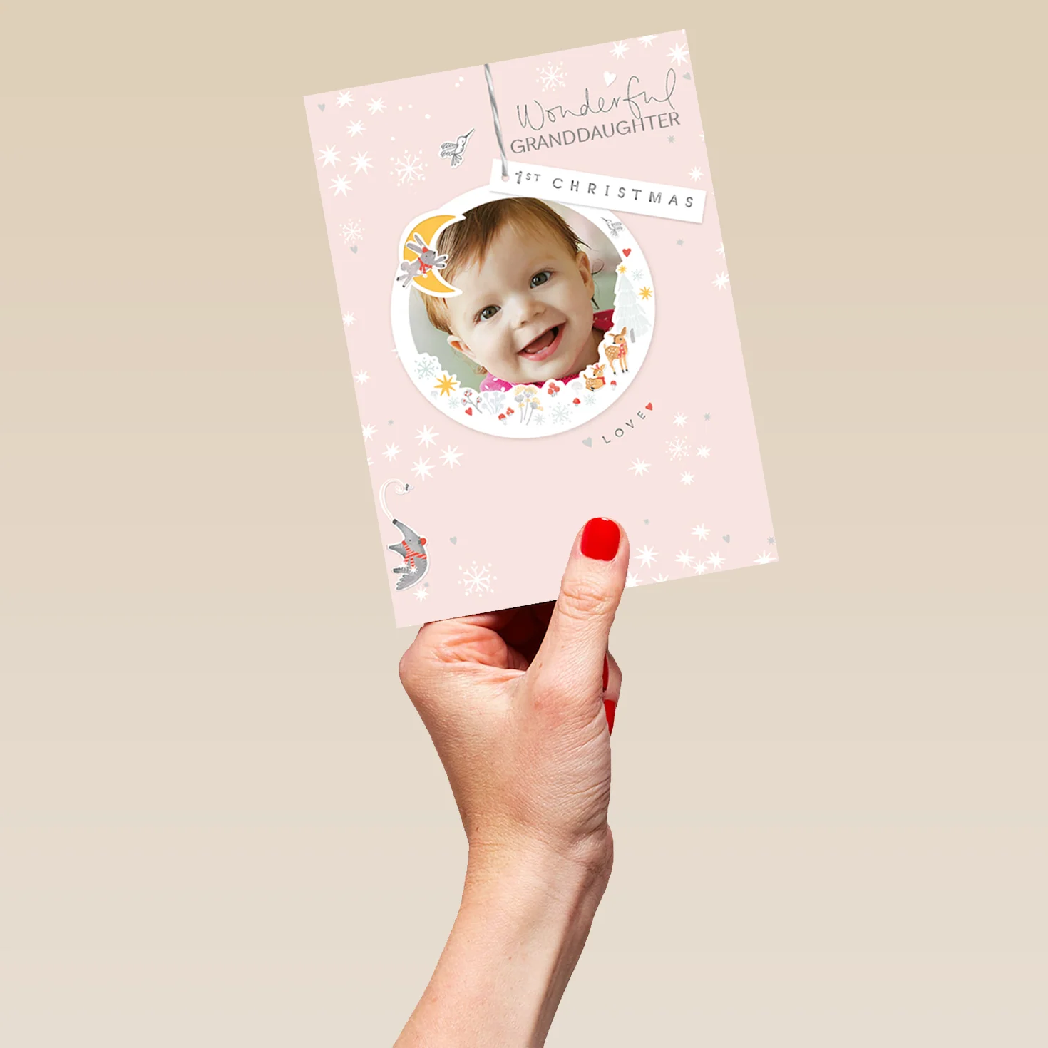Personalised Classic Granddaughter's 1st Christmas Editable Photo Card - Image 5