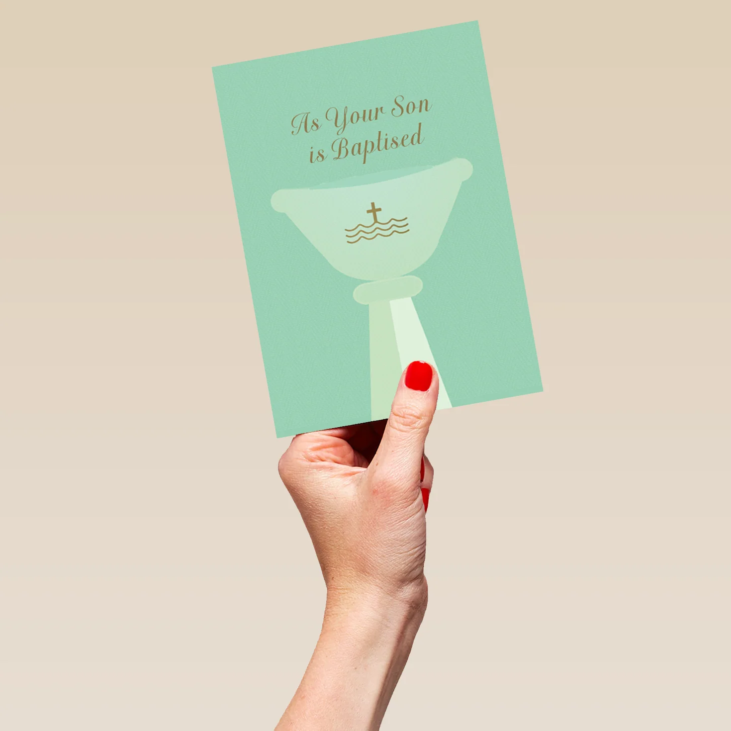 Personalised Classic Green Baptism Cross Son Card - Image 5