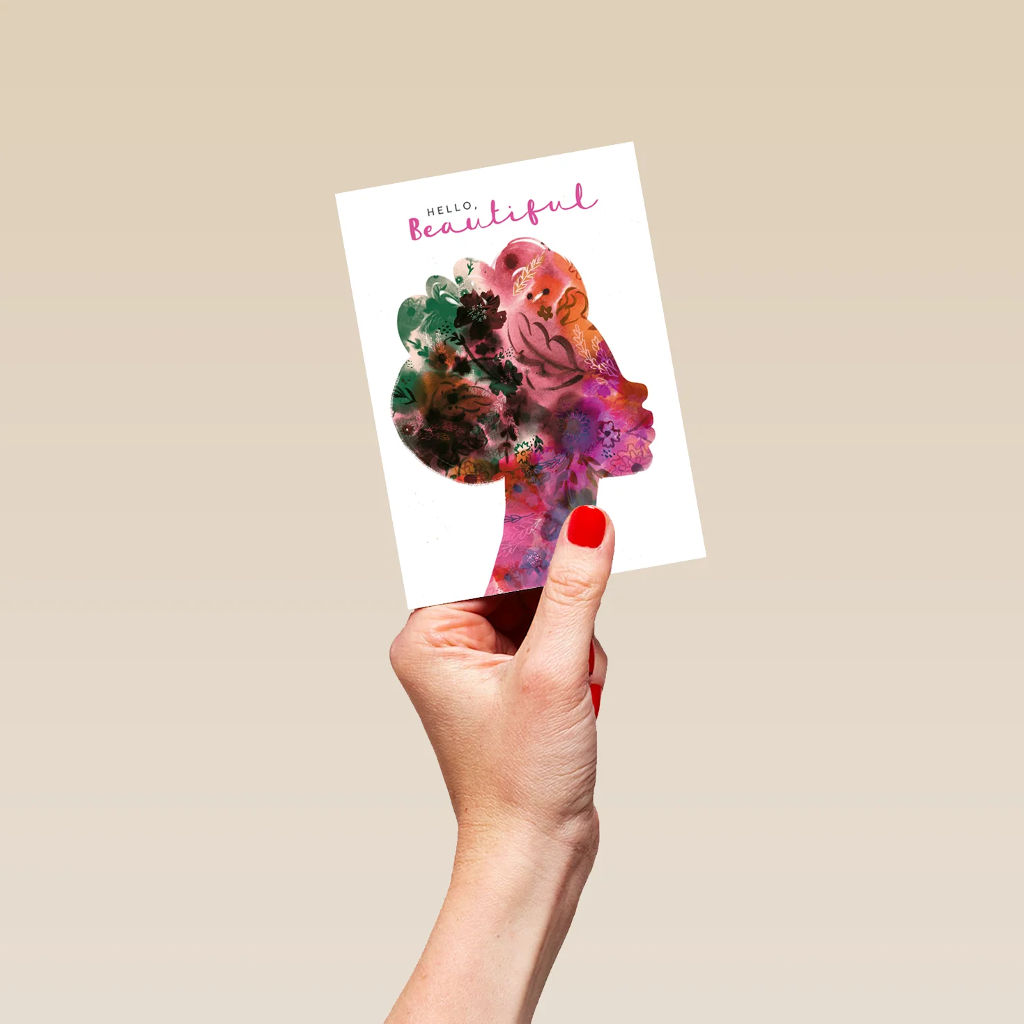 Personalised Classic Illustrated Silhouette Hello Beautiful Card - Image 4