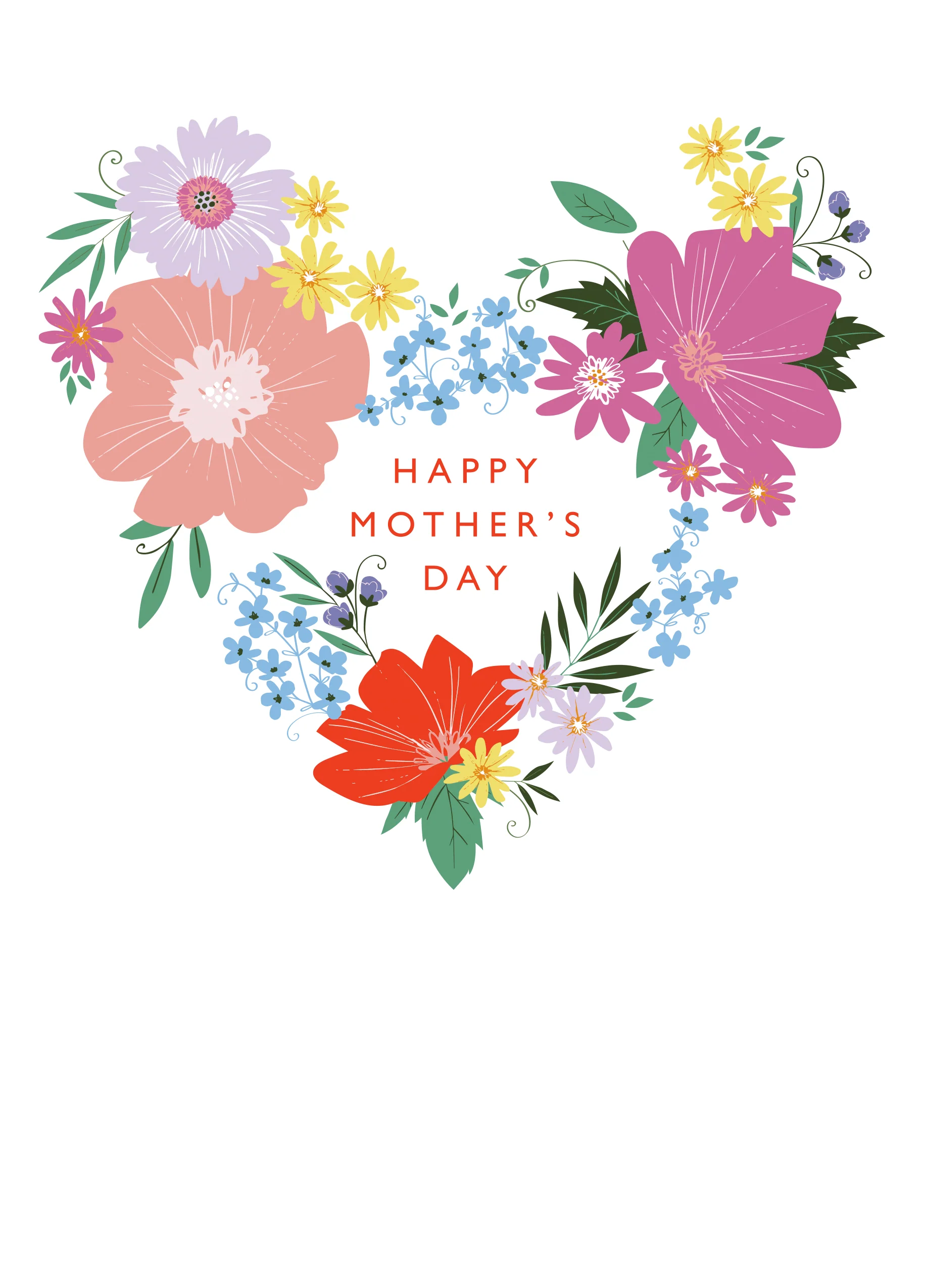 Personalised Classic Love Heart Flowers Mother's Day Card