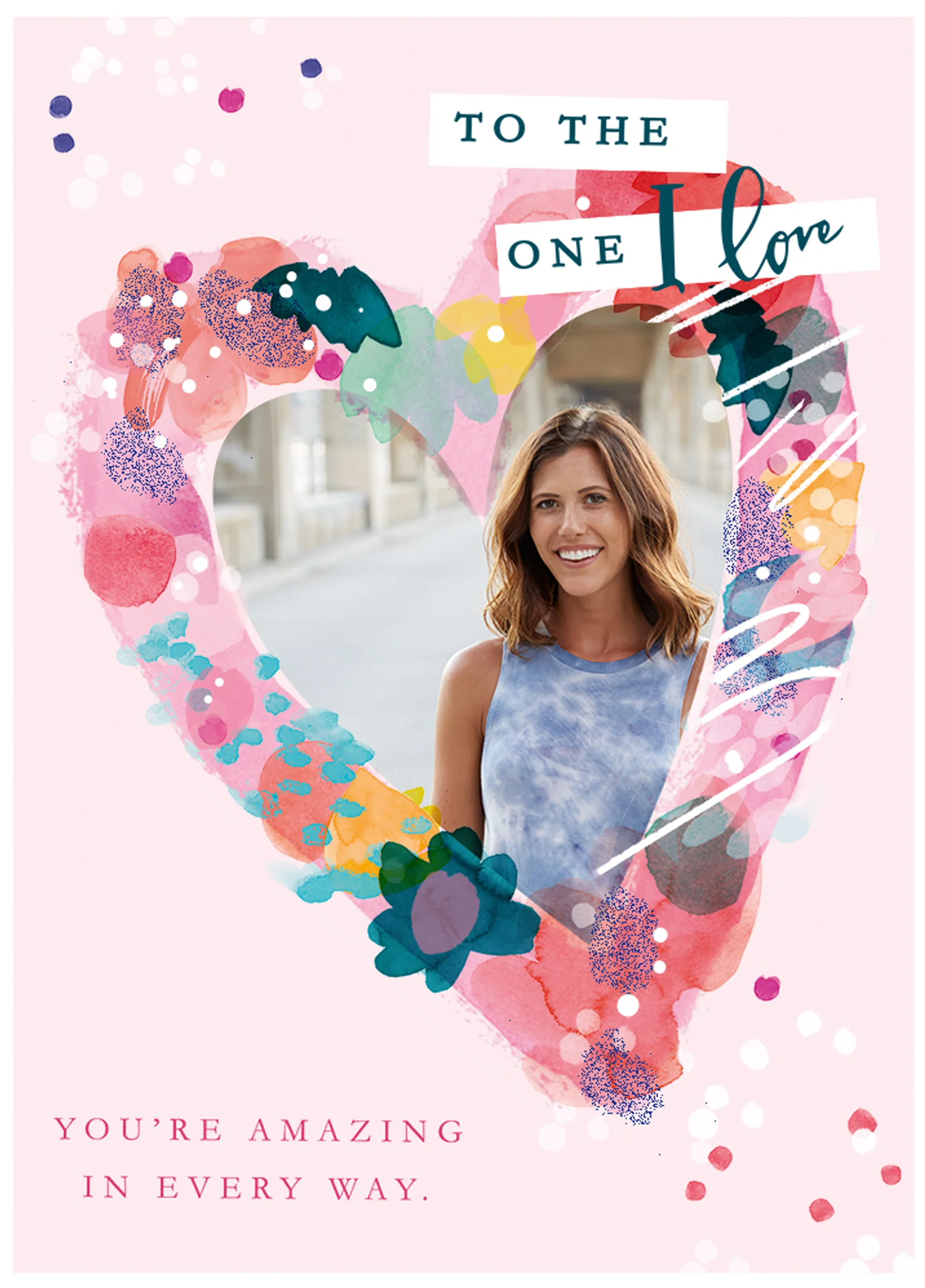 Personalised Classic Love Heart Frame For One I Love Photo Card