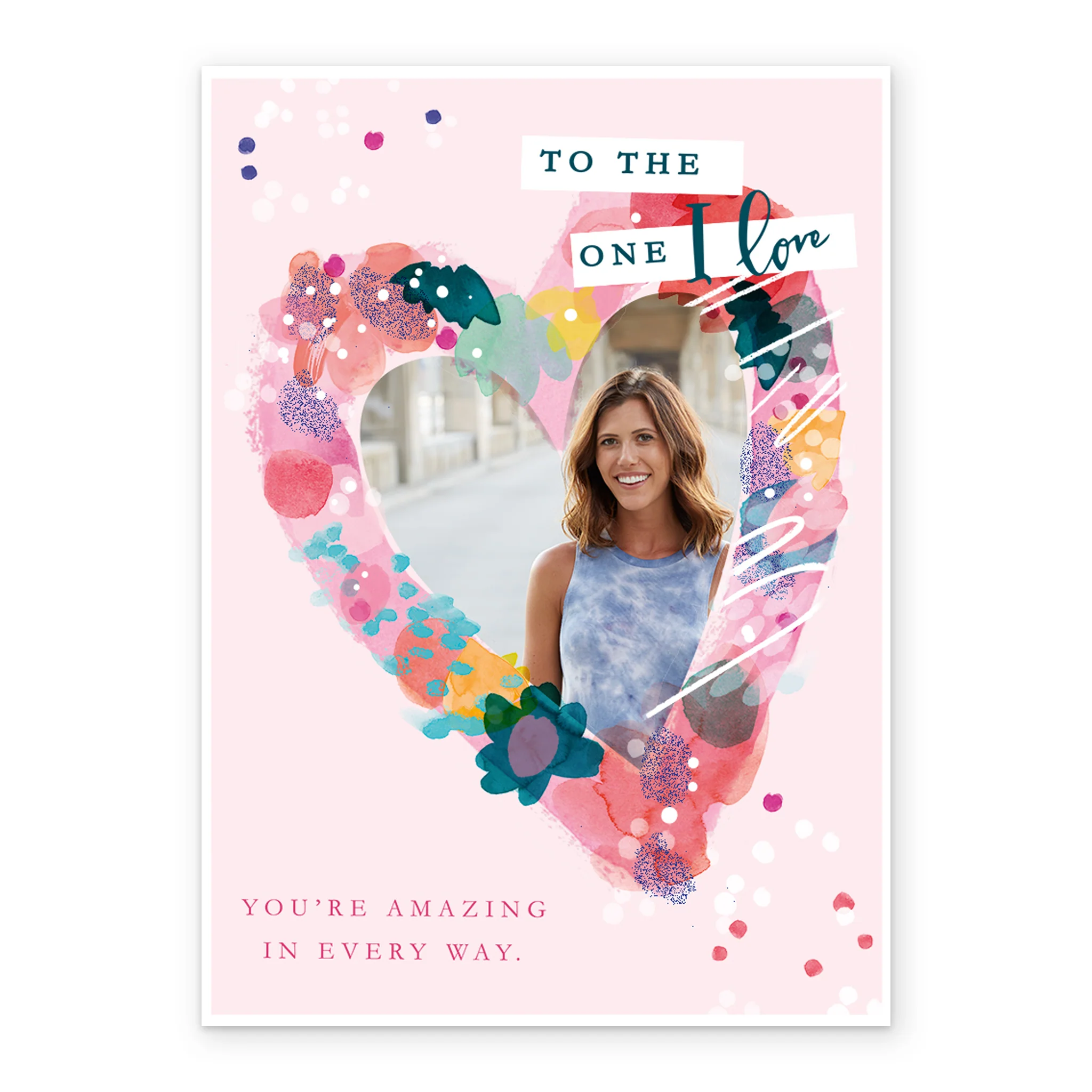 Personalised Classic Love Heart Frame For One I Love Photo Card - Image 2