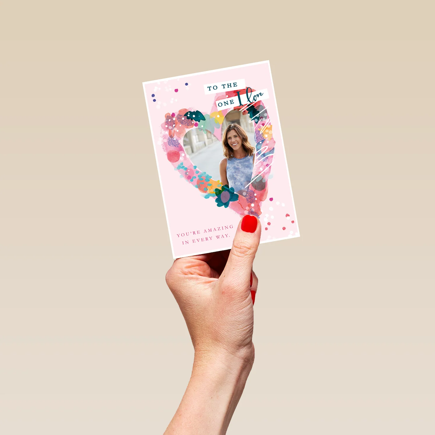 Personalised Classic Love Heart Frame For One I Love Photo Card - Image 4