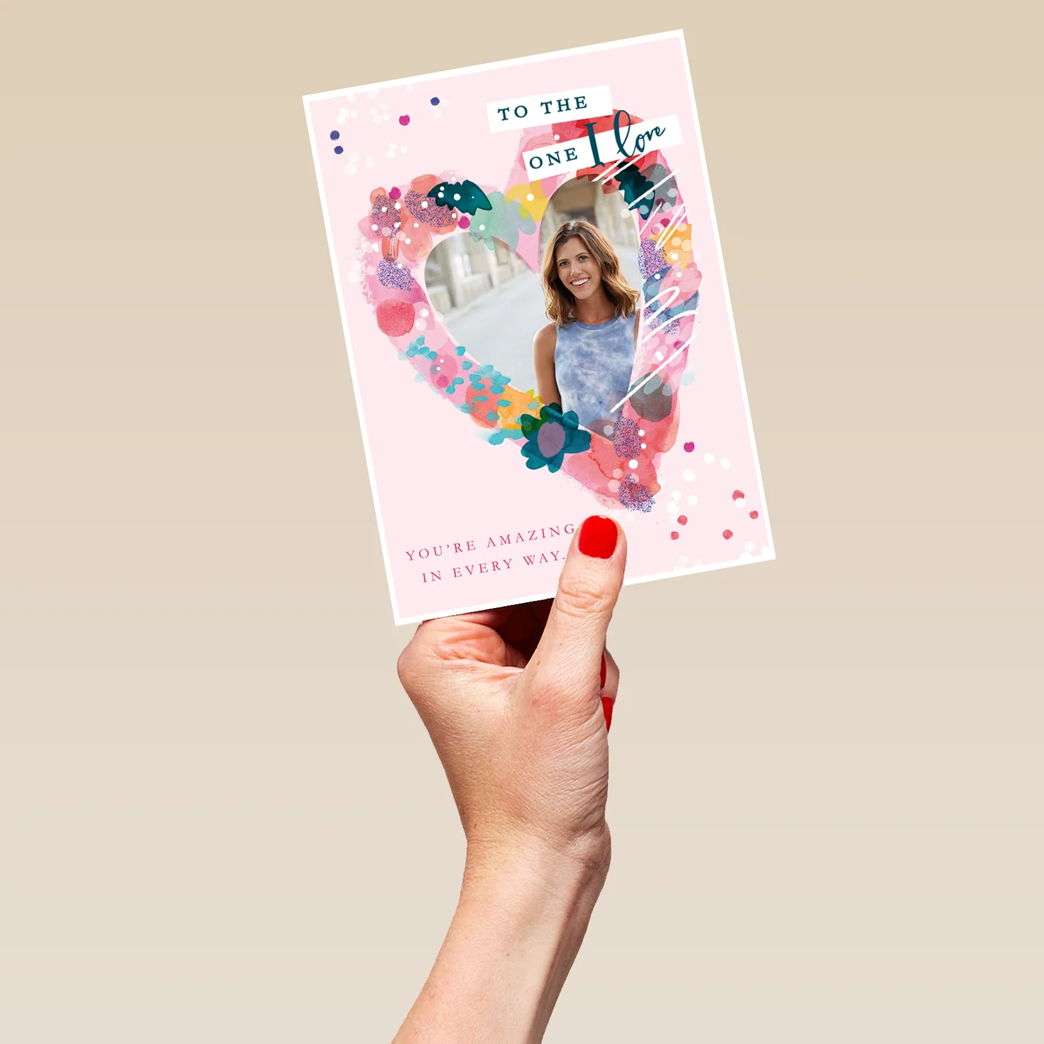 Personalised Classic Love Heart Frame For One I Love Photo Card - Image 5
