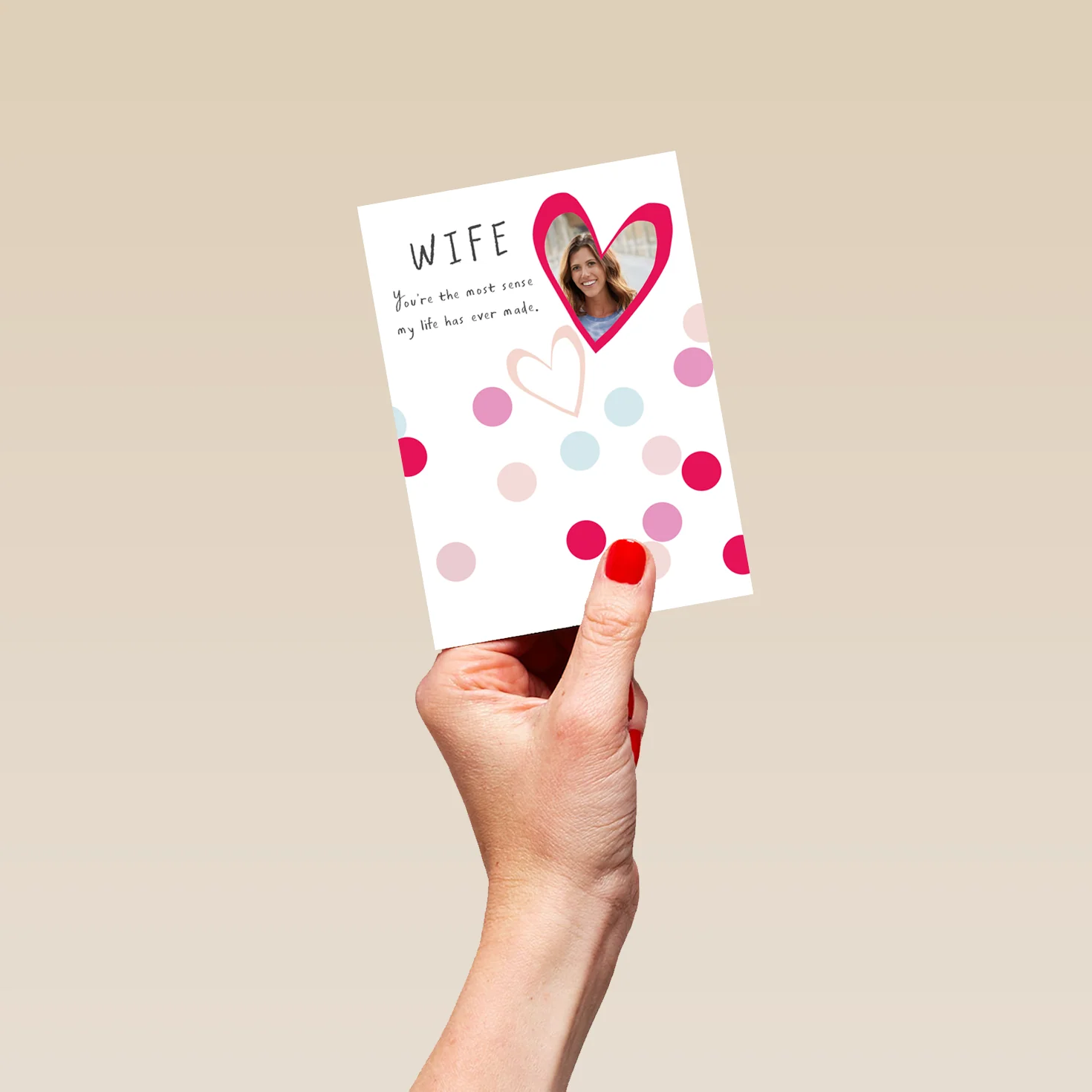 Personalised Classic Love Hearts Valentine's Day Photo Upload Card for Wife - Image 4