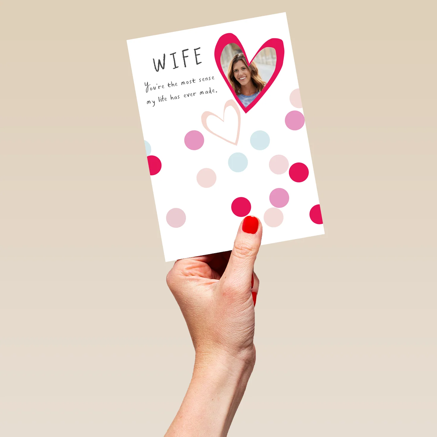 Personalised Classic Love Hearts Valentine's Day Photo Upload Card for Wife - Image 5